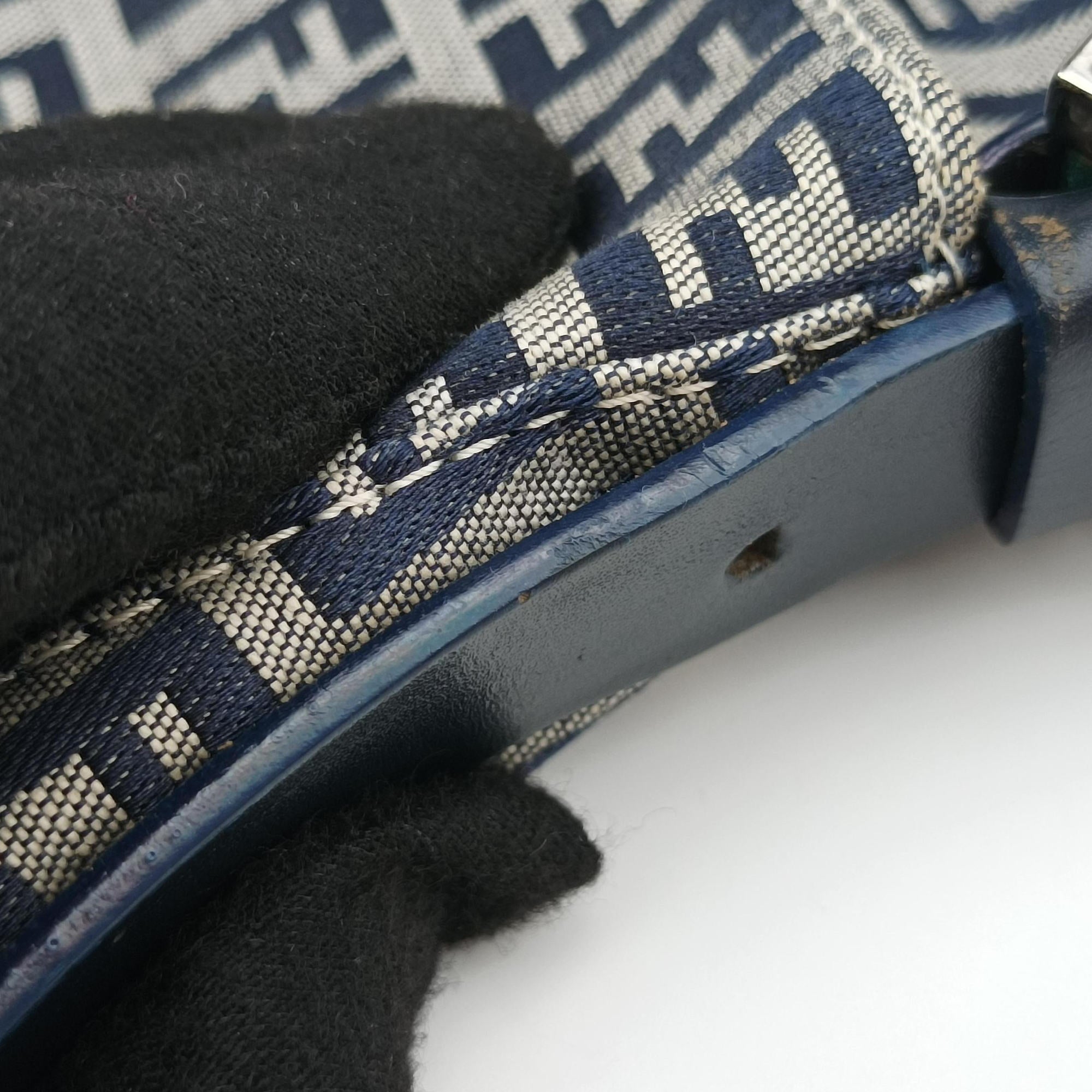Vintage Fendi Zucchino Baguette Navy×Grey canvas×leather  shoulderbag | stylenewstar