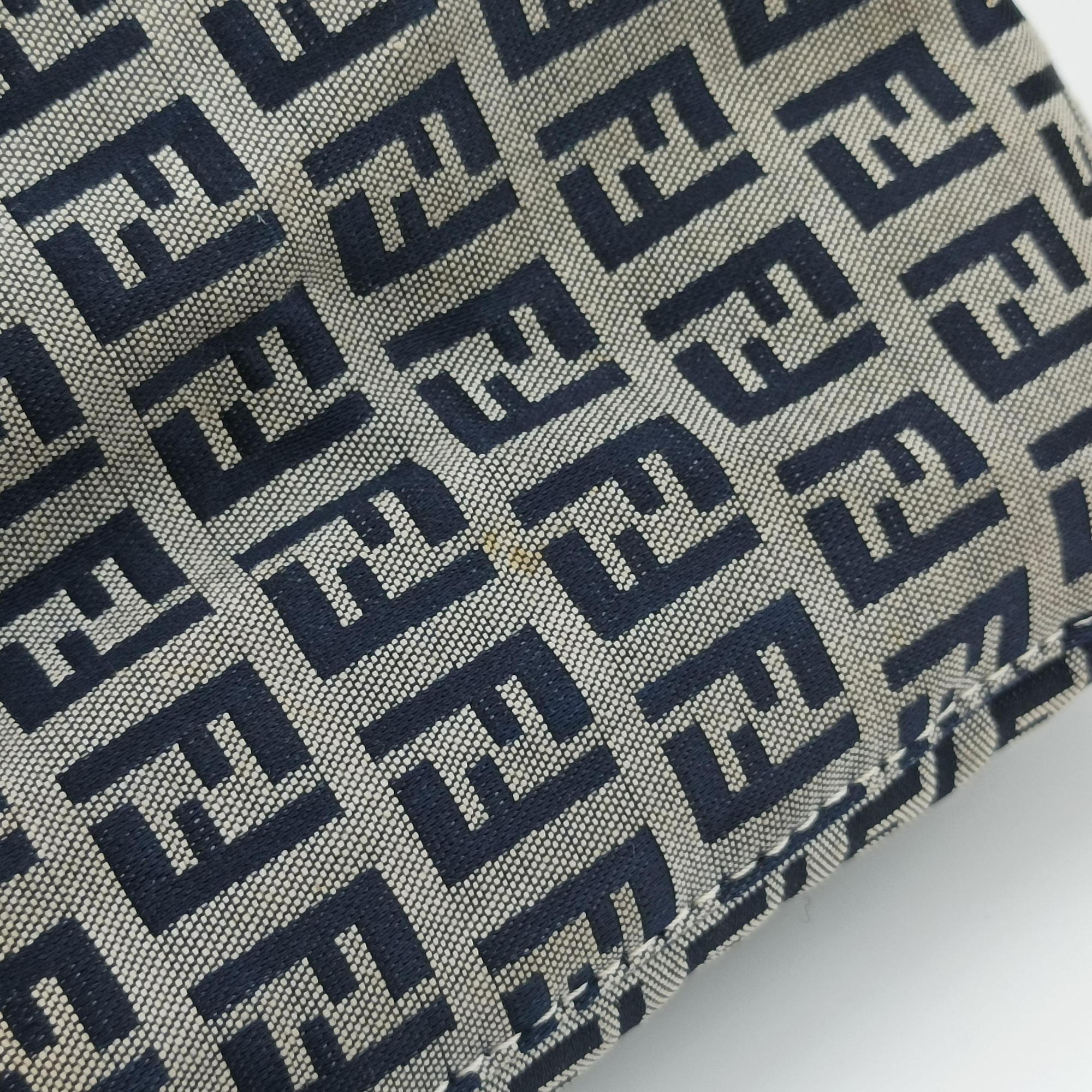 Vintage Fendi Zucchino Baguette Navy×Grey canvas×leather  shoulderbag | stylenewstar