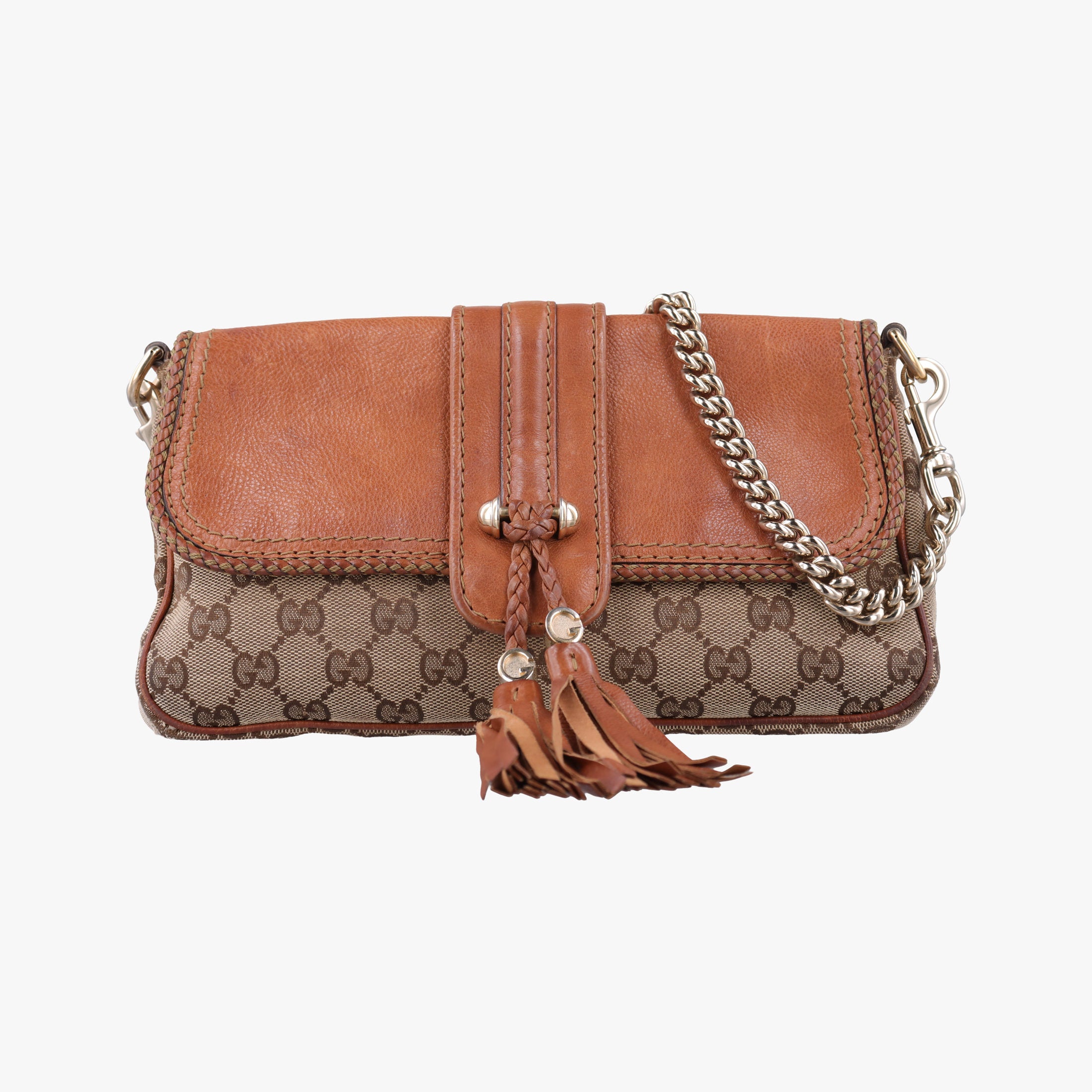 Secondhand Gucci Marrakech Beige × Brown canvas×leather 257032 shoulderbag | stylenewstar