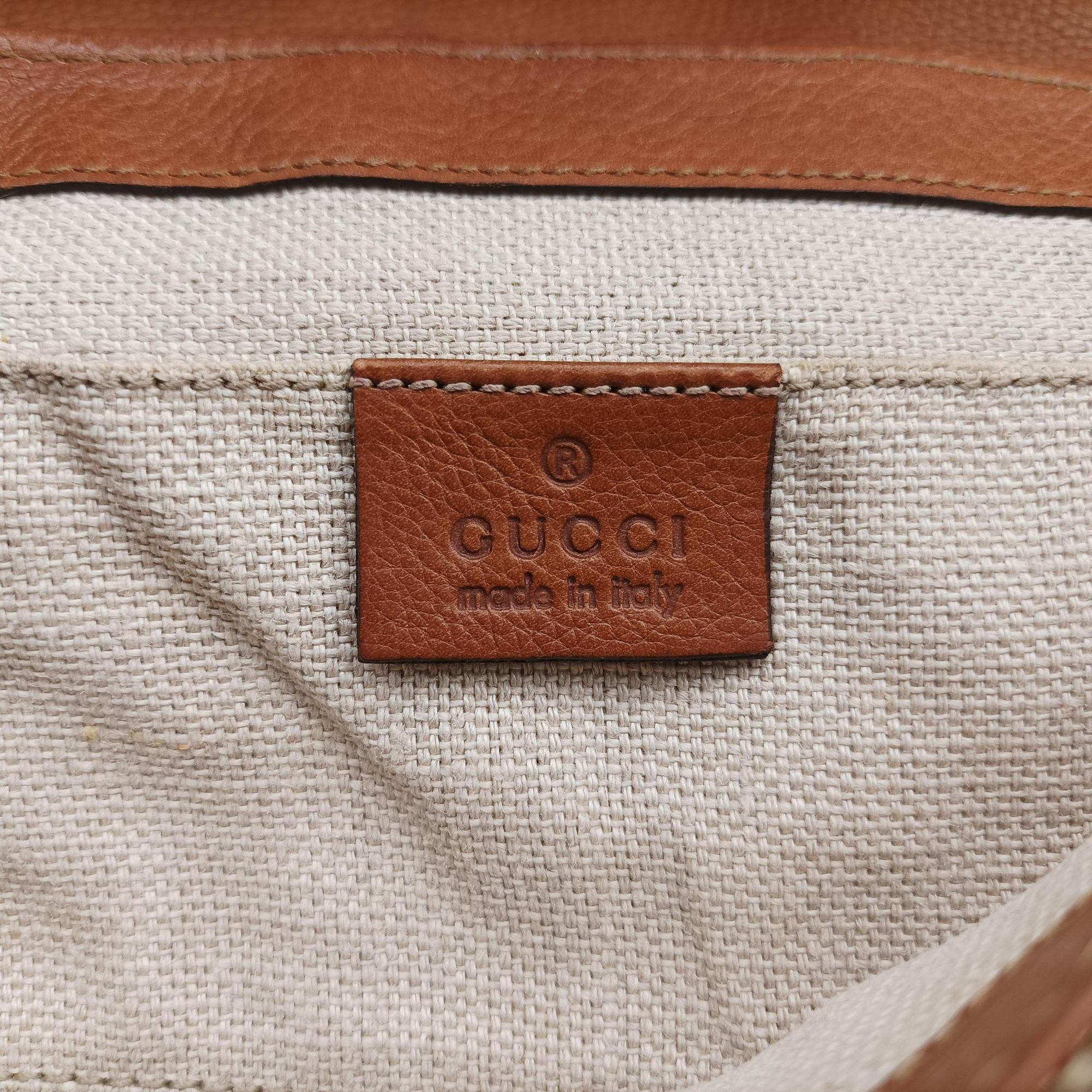 Secondhand Gucci Marrakech Beige × Brown canvas×leather 257032 shoulderbag | stylenewstar
