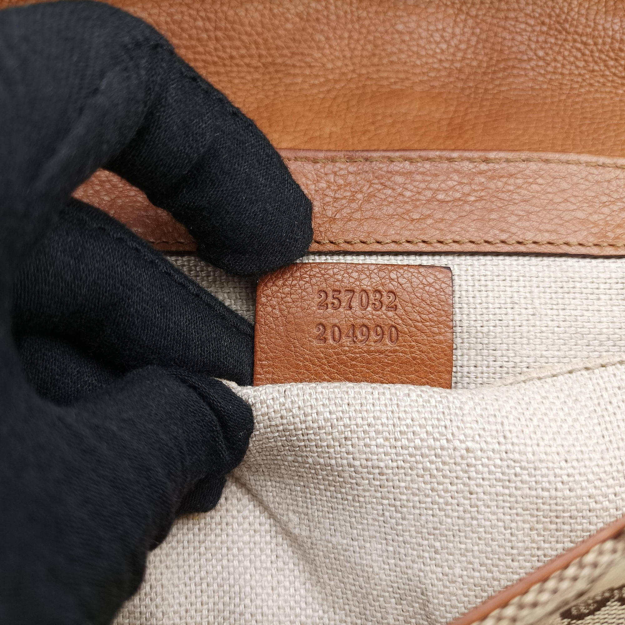Secondhand Gucci Marrakech Beige × Brown canvas×leather 257032 shoulderbag | stylenewstar