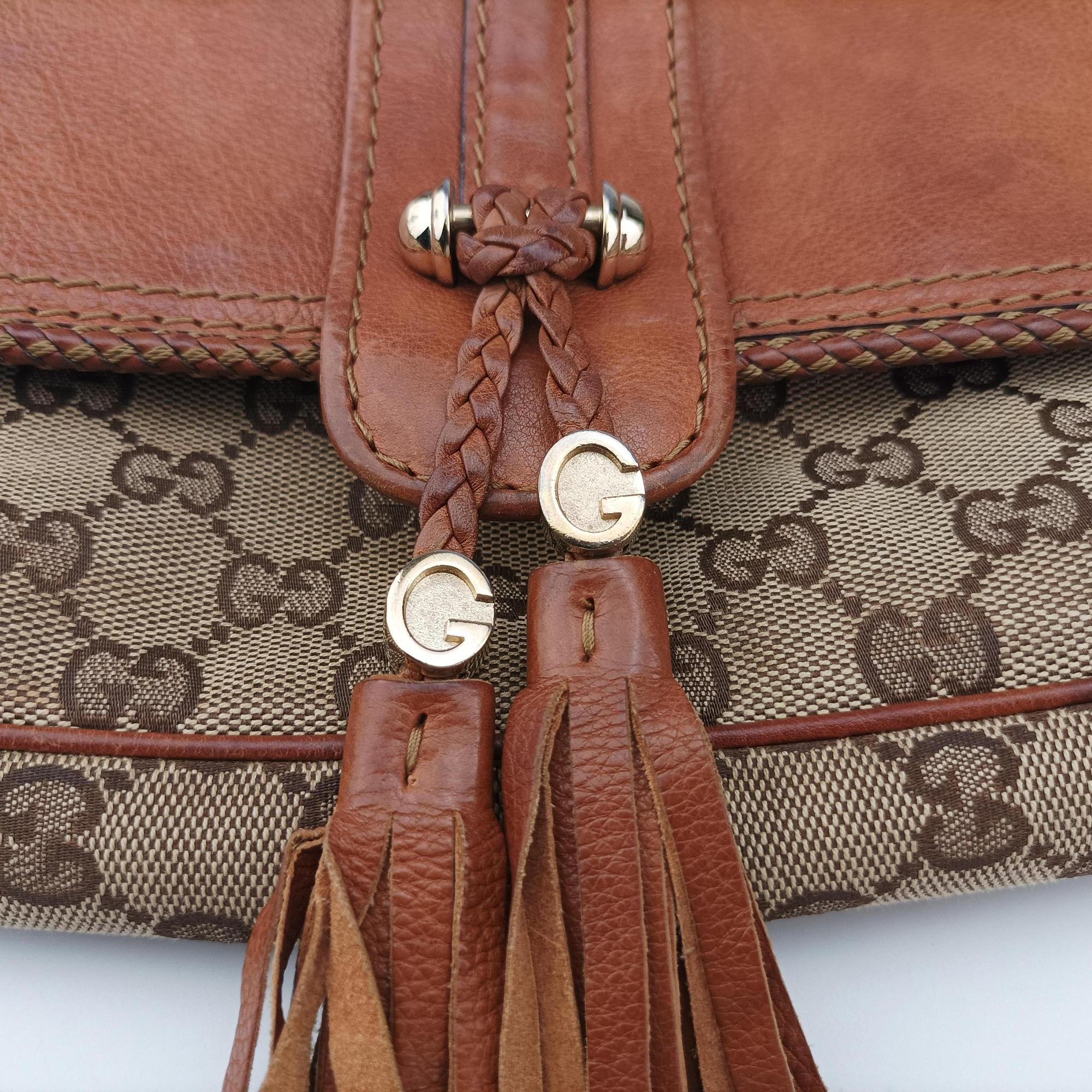 Secondhand Gucci Marrakech Beige × Brown canvas×leather 257032 shoulderbag | stylenewstar