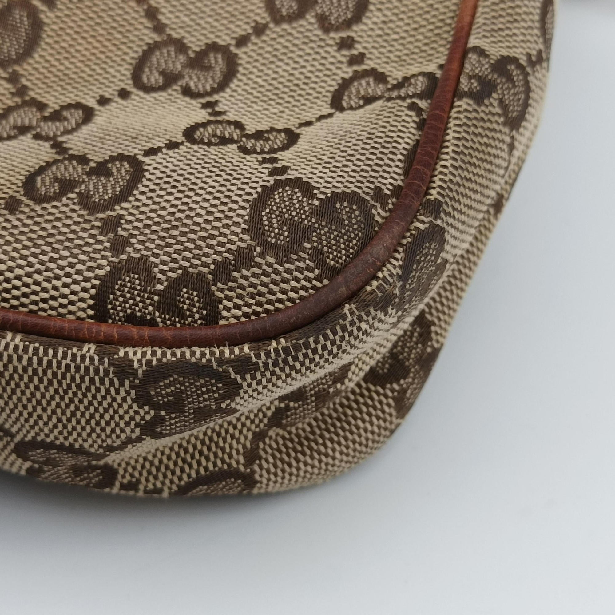 Secondhand Gucci Marrakech Beige × Brown canvas×leather 257032 shoulderbag | stylenewstar