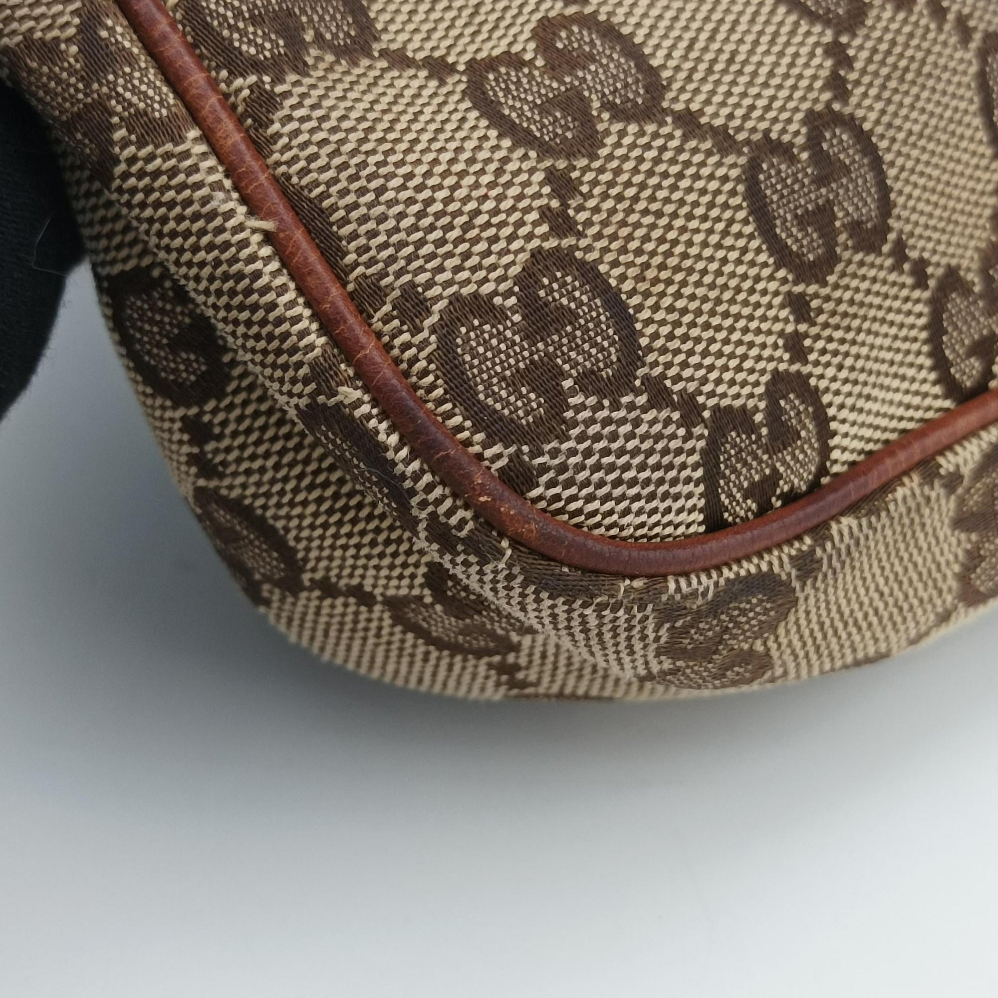 Secondhand Gucci Marrakech Beige × Brown canvas×leather 257032 shoulderbag | stylenewstar