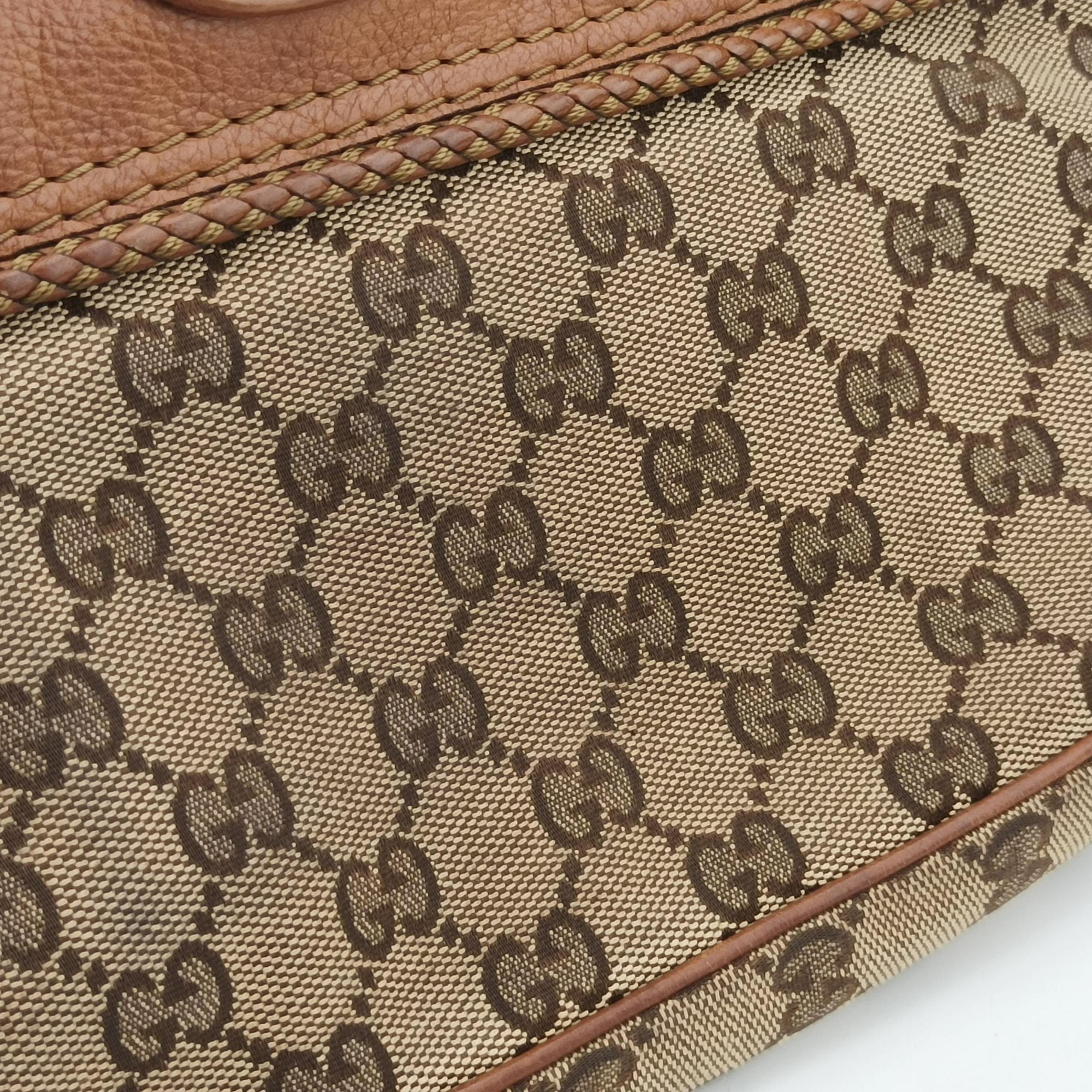 Secondhand Gucci Marrakech Beige × Brown canvas×leather 257032 shoulderbag | stylenewstar