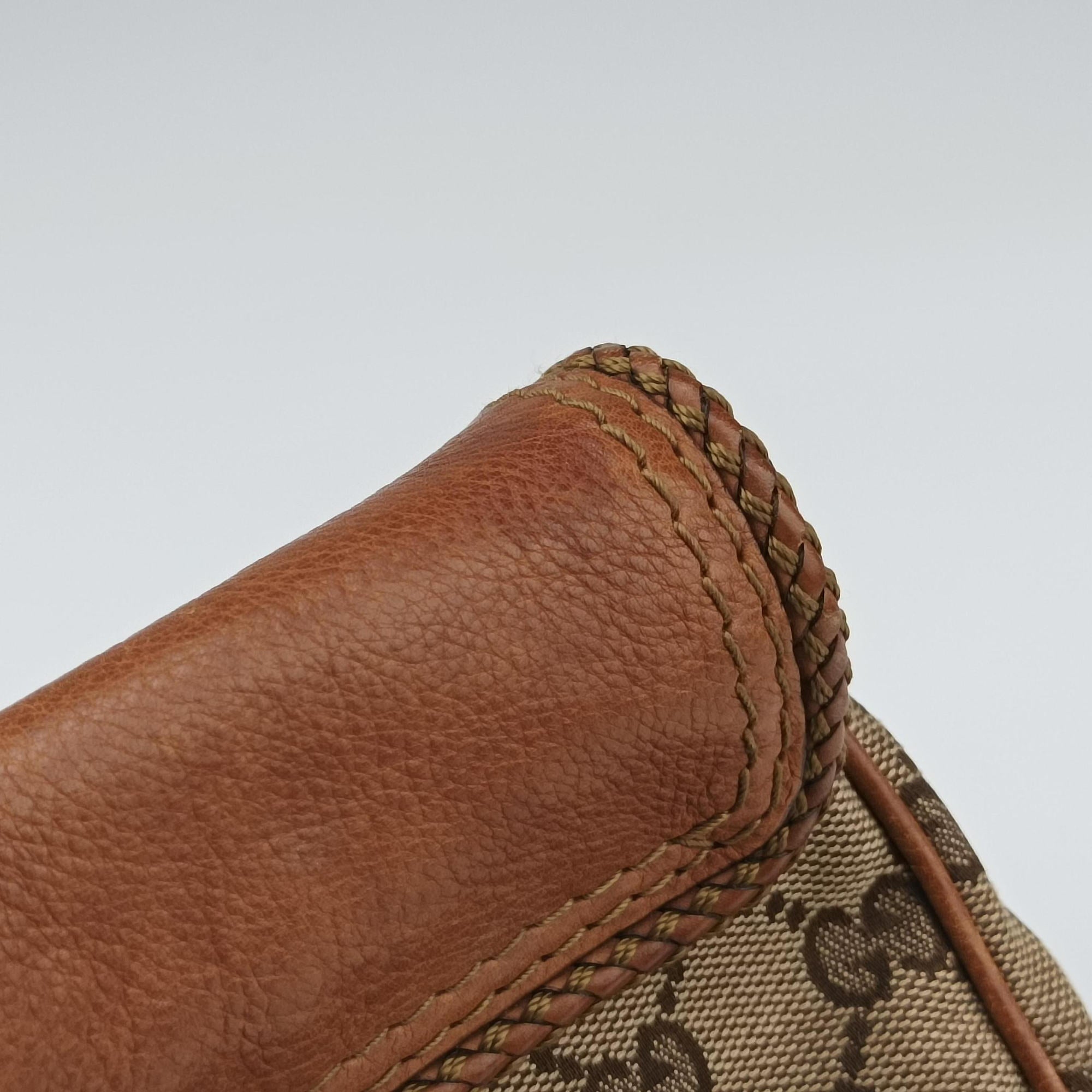 Secondhand Gucci Marrakech Beige × Brown canvas×leather 257032 shoulderbag | stylenewstar
