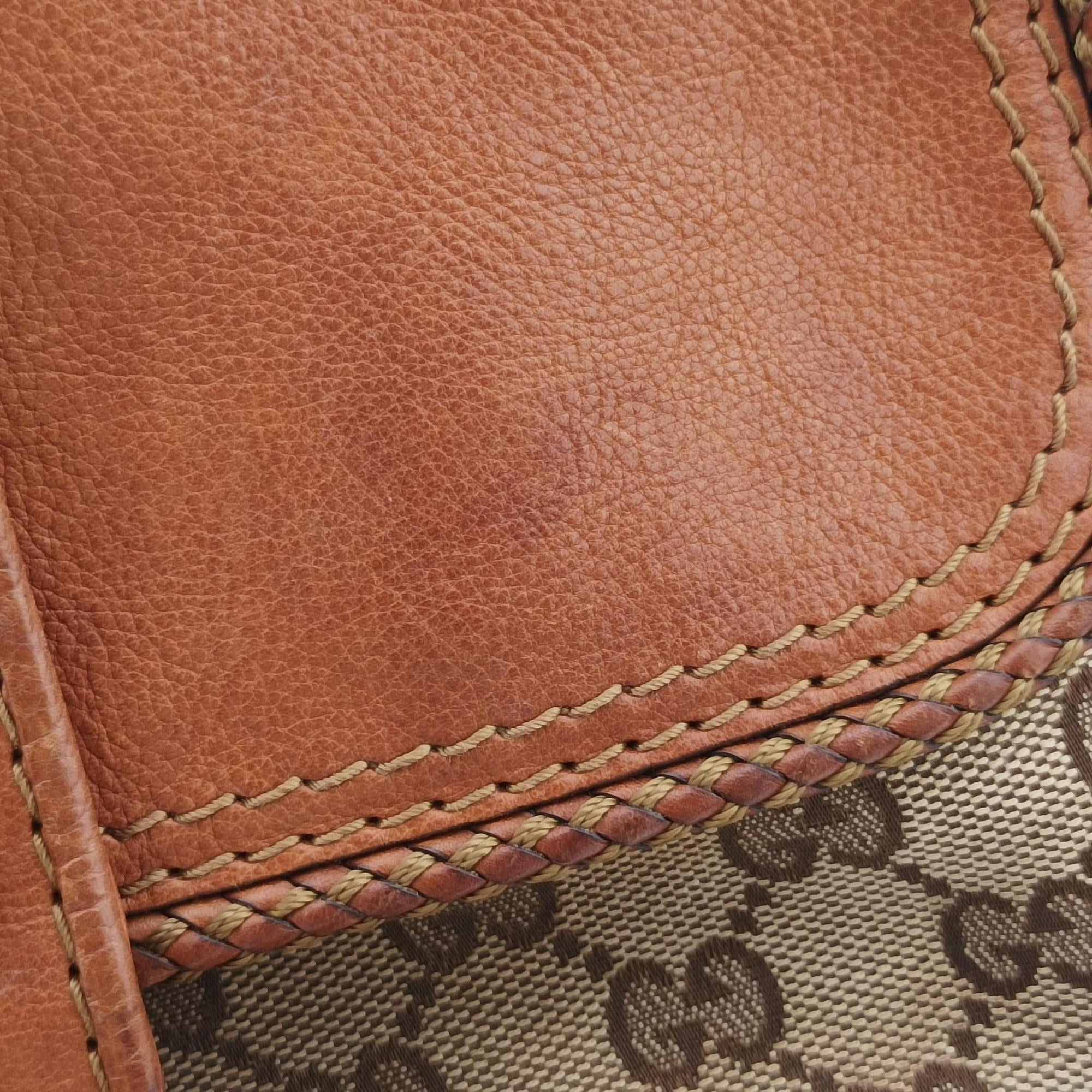 Secondhand Gucci Marrakech Beige × Brown canvas×leather 257032 shoulderbag | stylenewstar