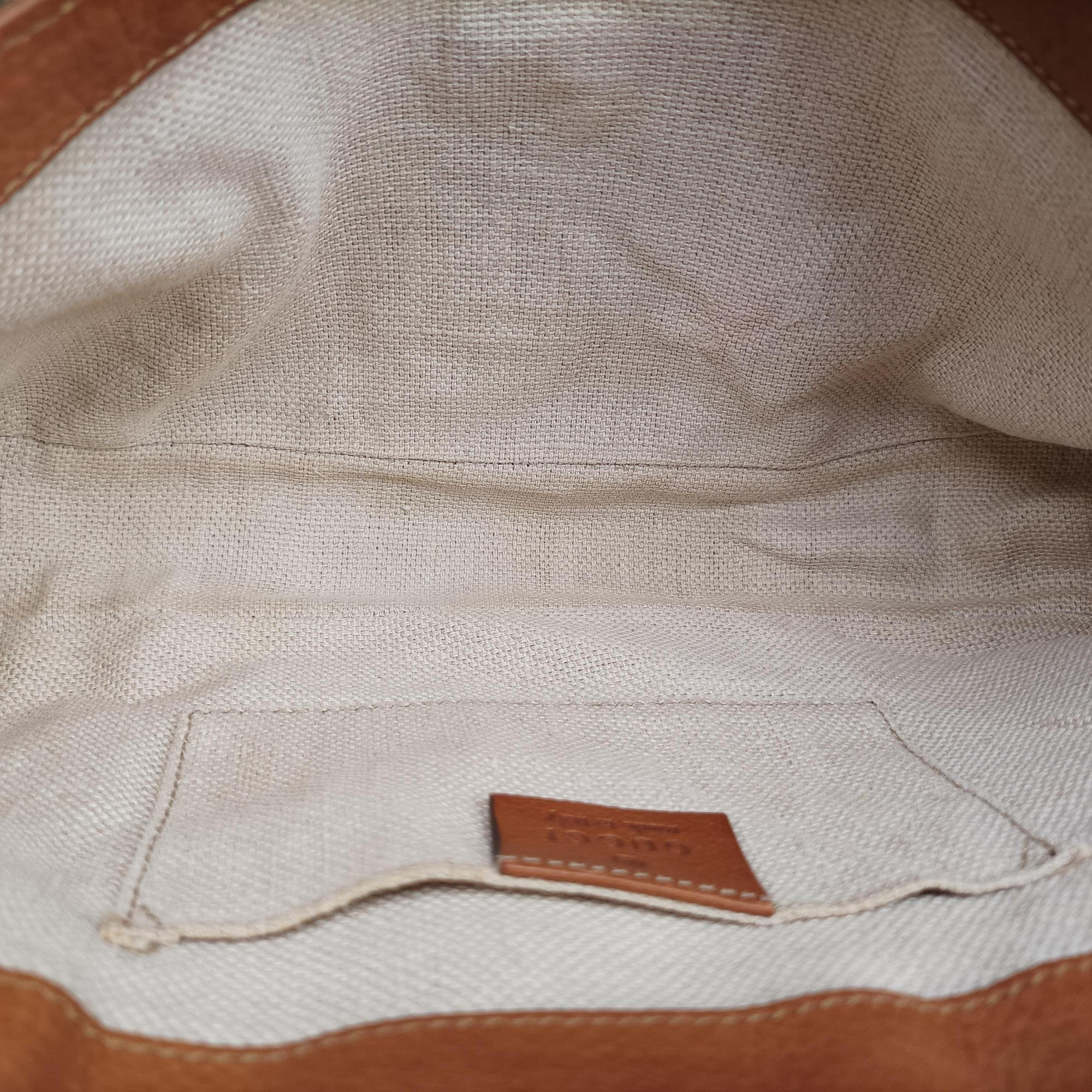 Secondhand Gucci Marrakech Beige × Brown canvas×leather 257032 shoulderbag | stylenewstar