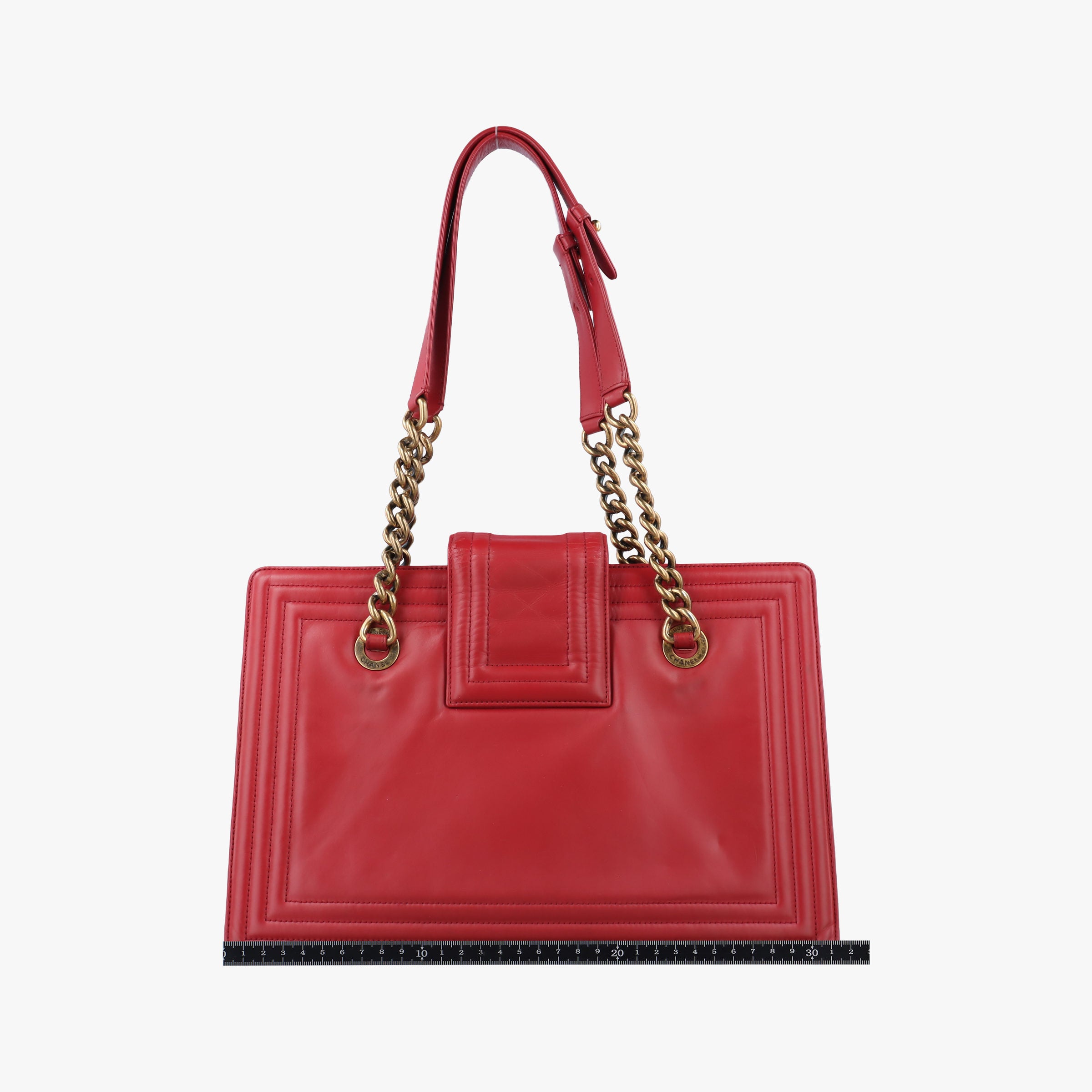 Pre-owned Chanel Jetsetter Boy Shopping Tote Red Leather A66708 shoulderbag | stylenewstar