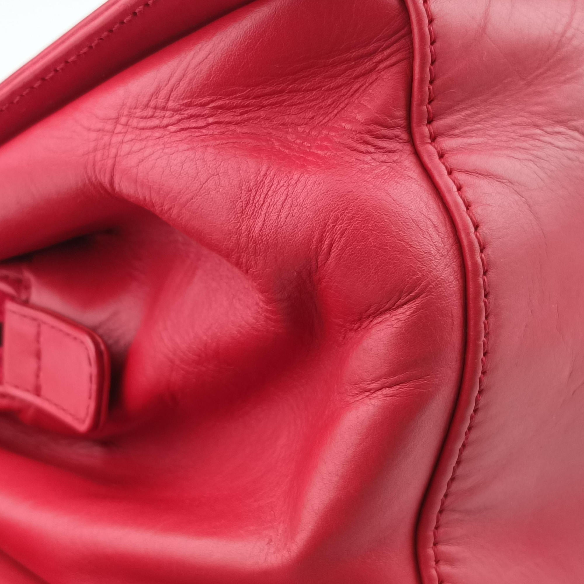 Pre-owned Chanel Jetsetter Boy Shopping Tote Red Leather A66708 shoulderbag | stylenewstar