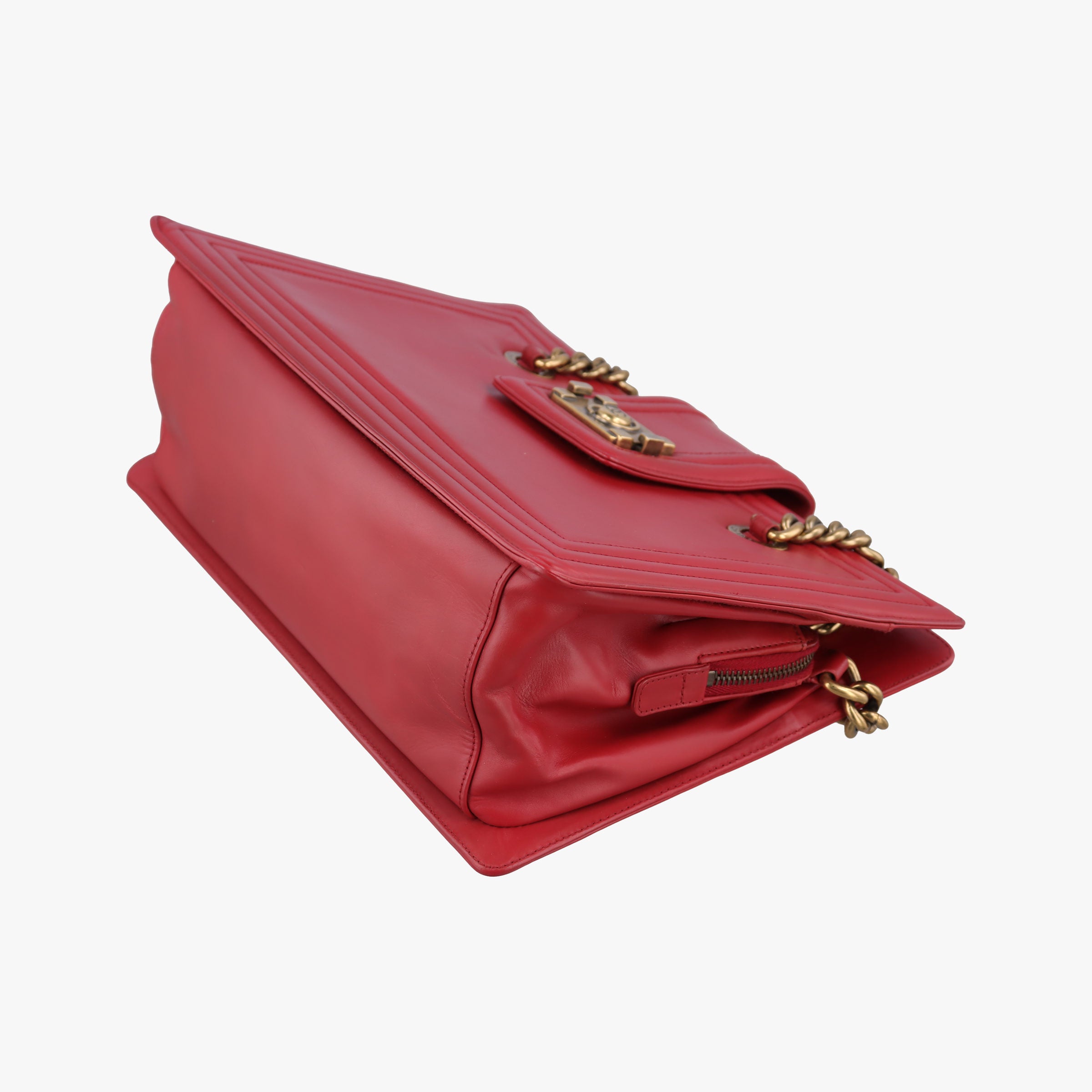 Pre-owned Chanel Jetsetter Boy Shopping Tote Red Leather A66708 shoulderbag | stylenewstar