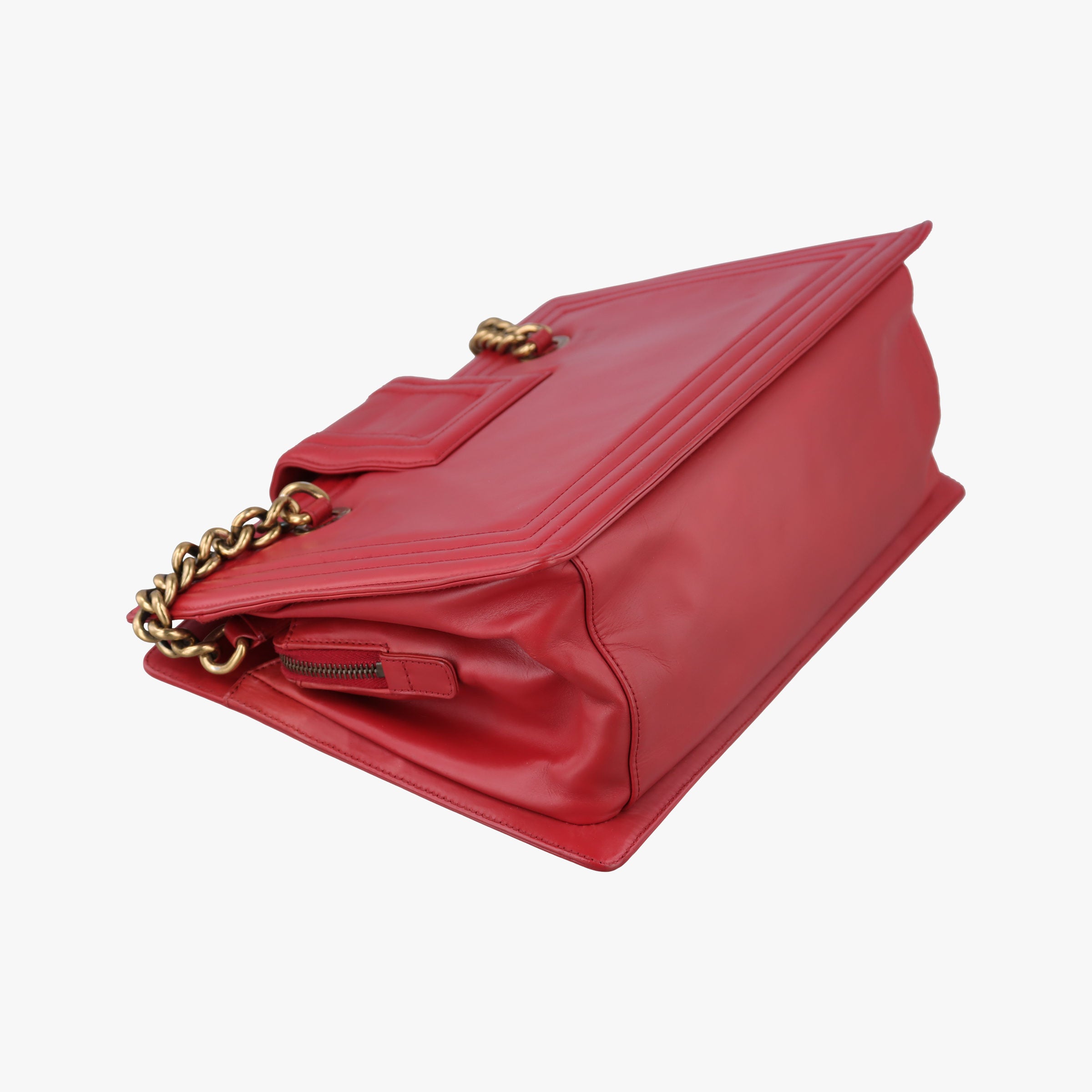 Pre-owned Chanel Jetsetter Boy Shopping Tote Red Leather A66708 shoulderbag | stylenewstar