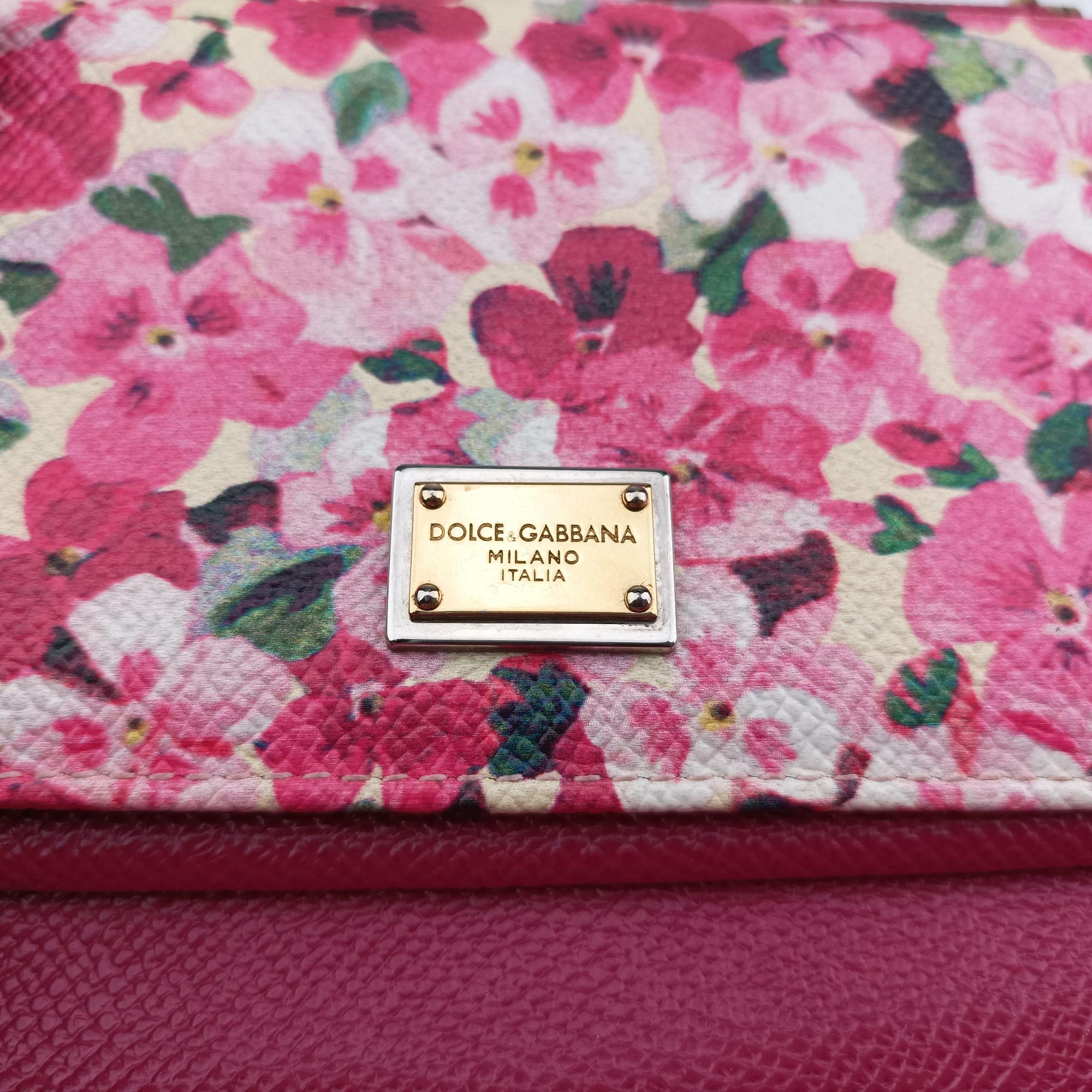 Pre-owned Dolce & Gabbana Sicily floral pink×Multicolour leather  shoulderbag | stylenewstar