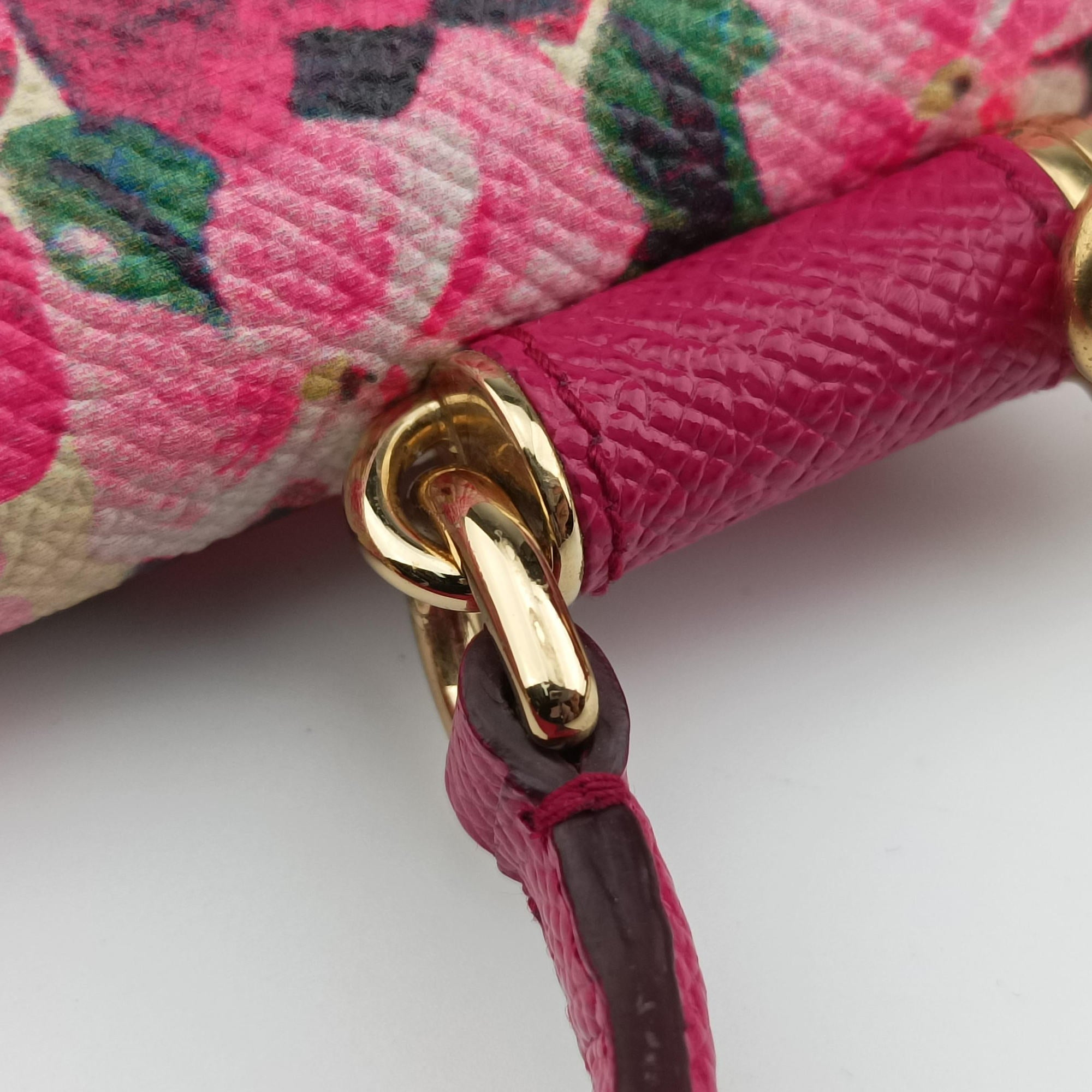 Pre-owned Dolce & Gabbana Sicily floral pink×Multicolour leather  shoulderbag | stylenewstar