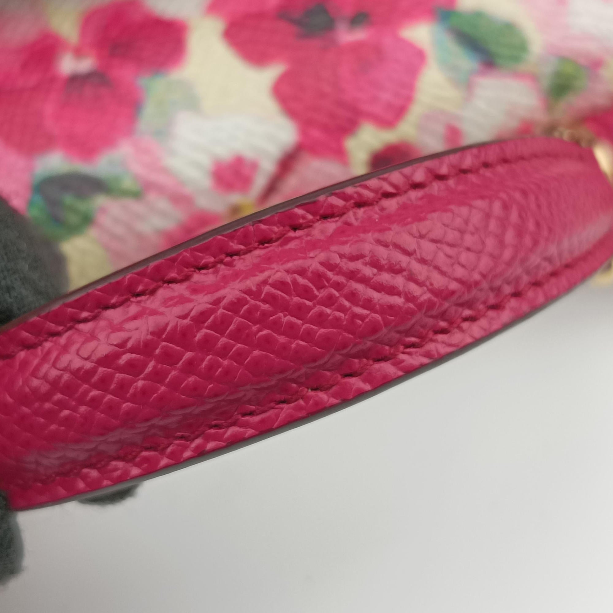 Pre-owned Dolce & Gabbana Sicily floral pink×Multicolour leather  shoulderbag | stylenewstar