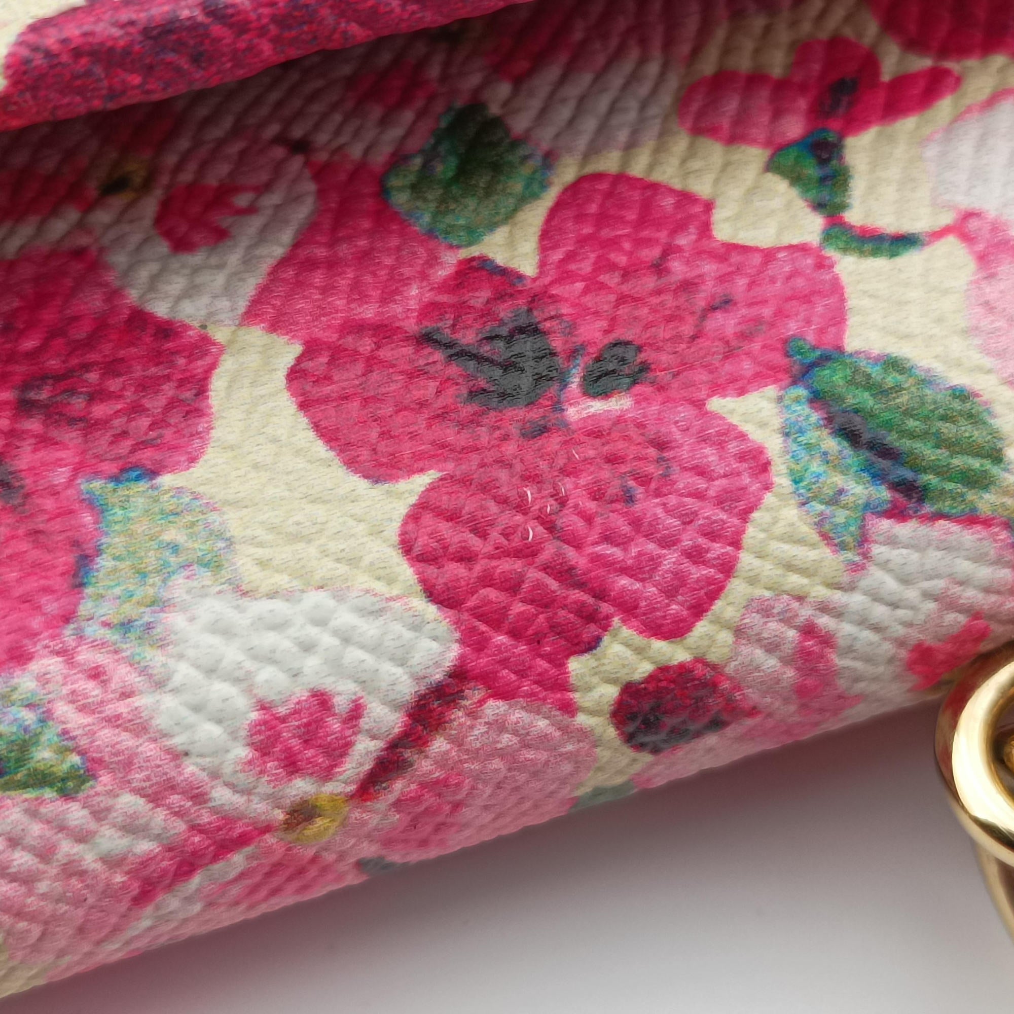 Pre-owned Dolce & Gabbana Sicily floral pink×Multicolour leather  shoulderbag | stylenewstar