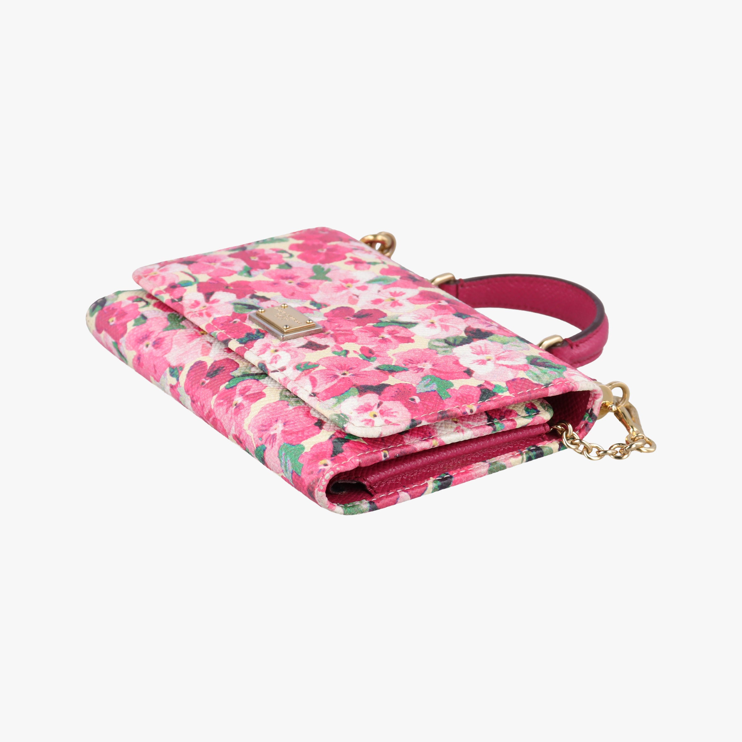 Pre-owned Dolce & Gabbana Sicily floral pink×Multicolour leather  shoulderbag | stylenewstar