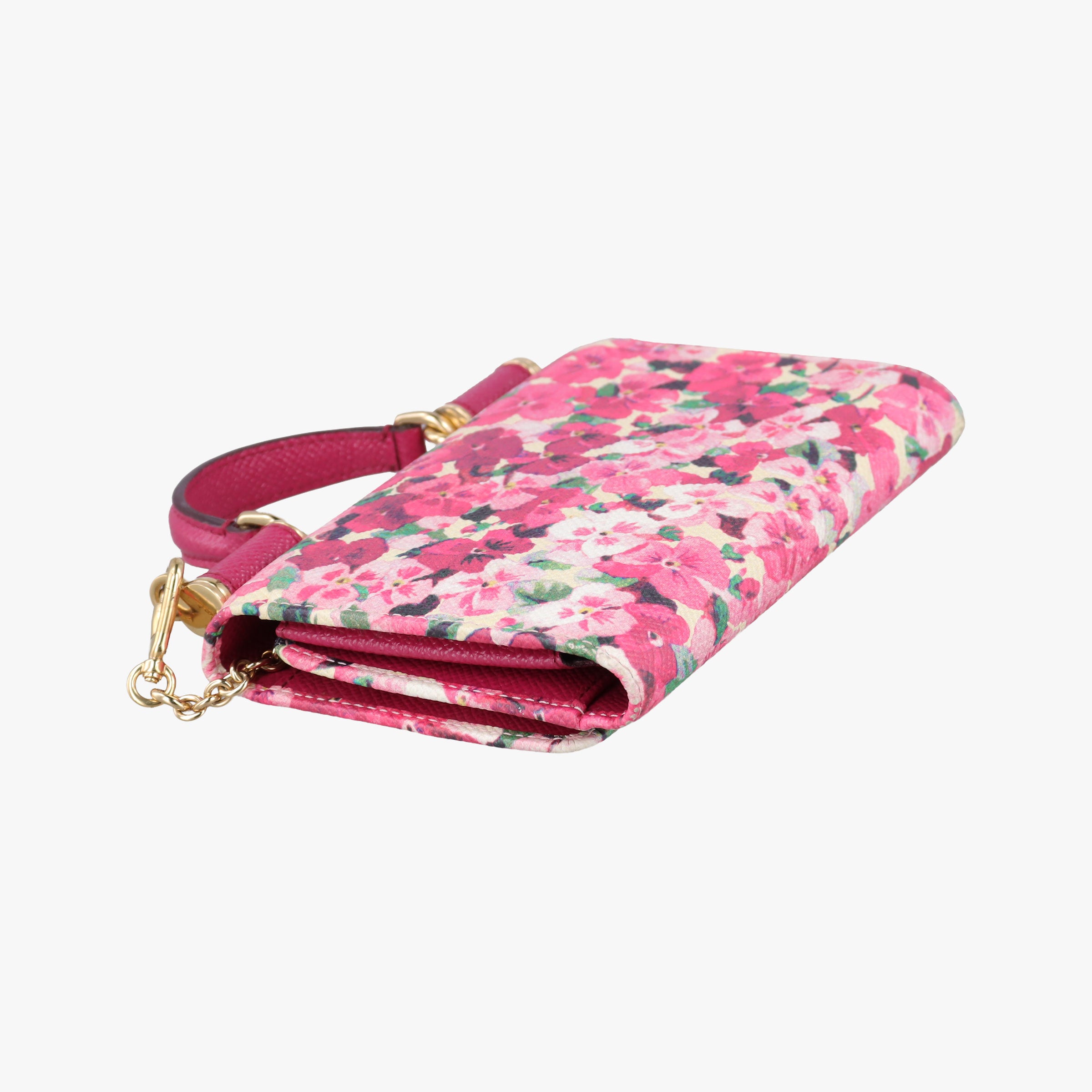 Pre-owned Dolce & Gabbana Sicily floral pink×Multicolour leather  shoulderbag | stylenewstar