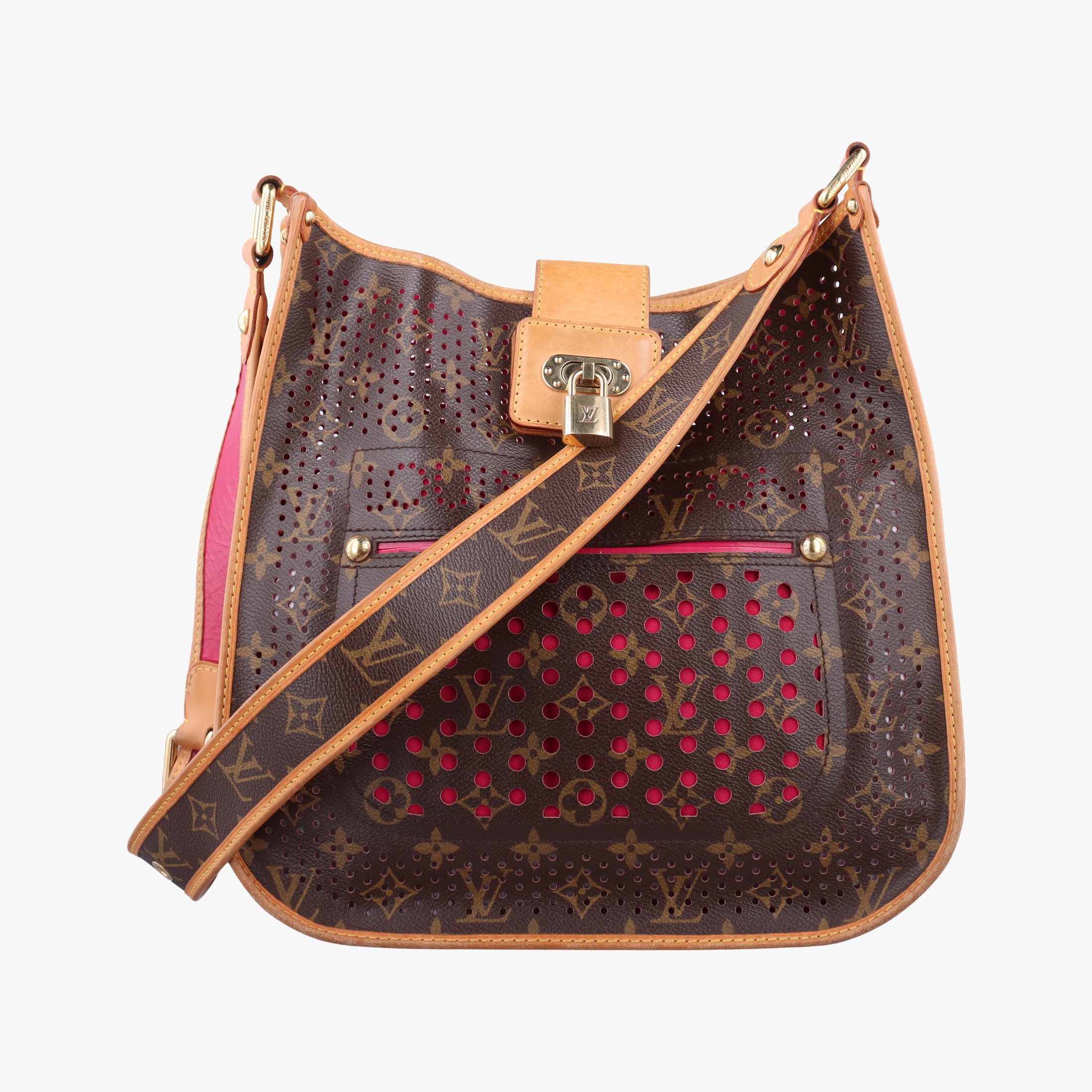 Pre-owned Louis Vuitton Musette brown×FUCHSIA Monogram Perforated M95172 shoulderbag | stylenewstar