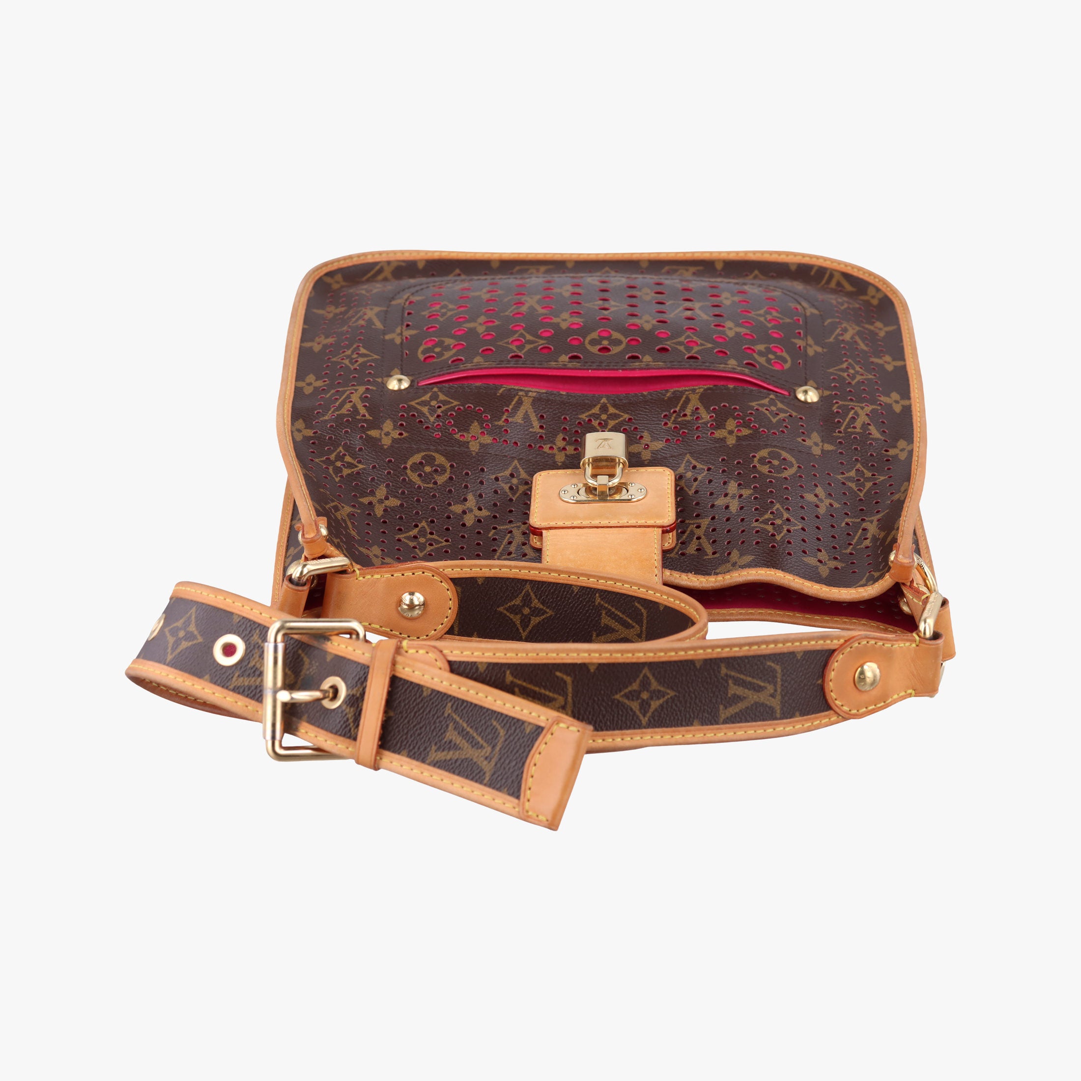 Pre-owned Louis Vuitton Musette brown×FUCHSIA Monogram Perforated M95172 shoulderbag | stylenewstar