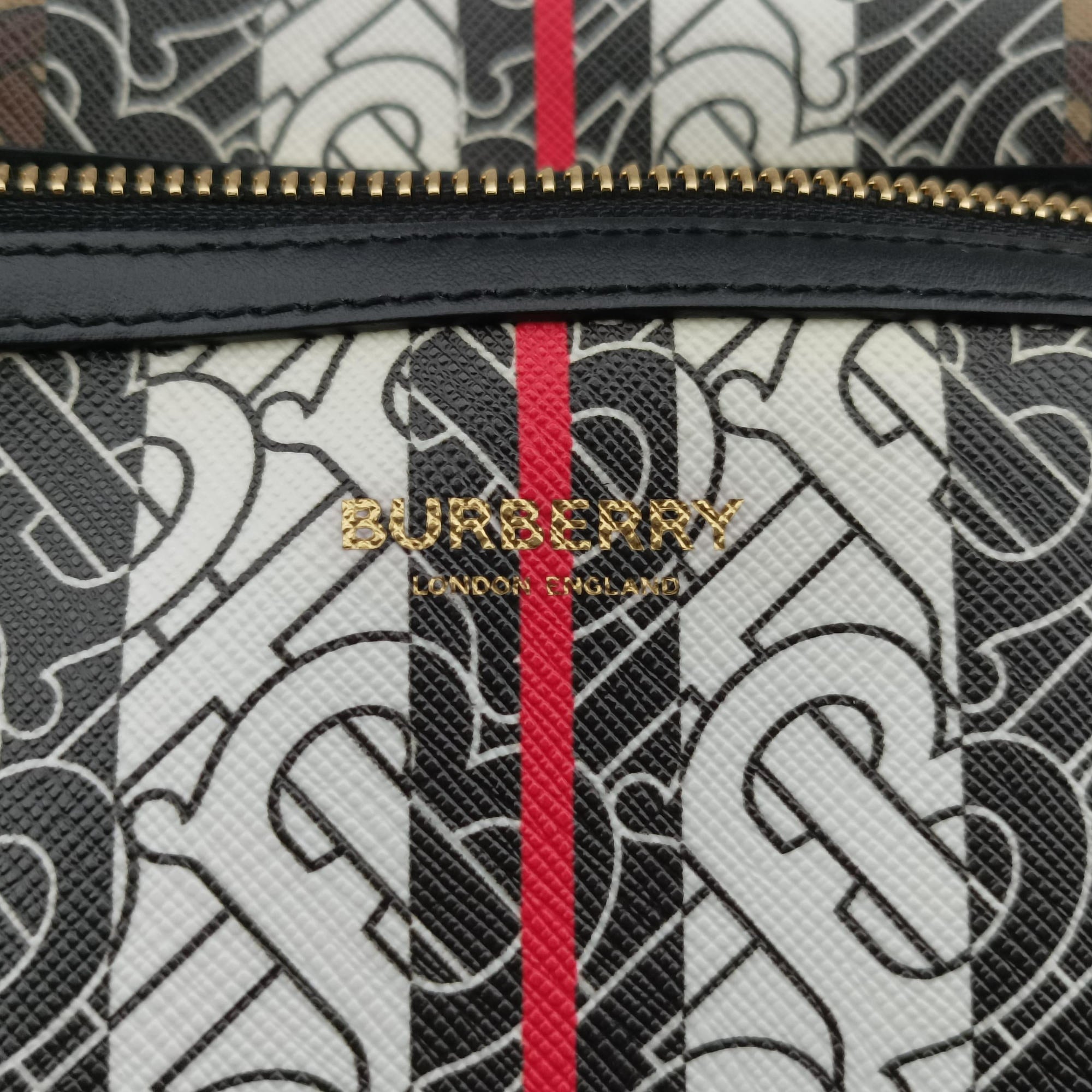 Pre-owned Burberry Monogram Stripe Brown×Multicolour PVC coated canvas x leather  bum bag/waist bag | stylenewstar