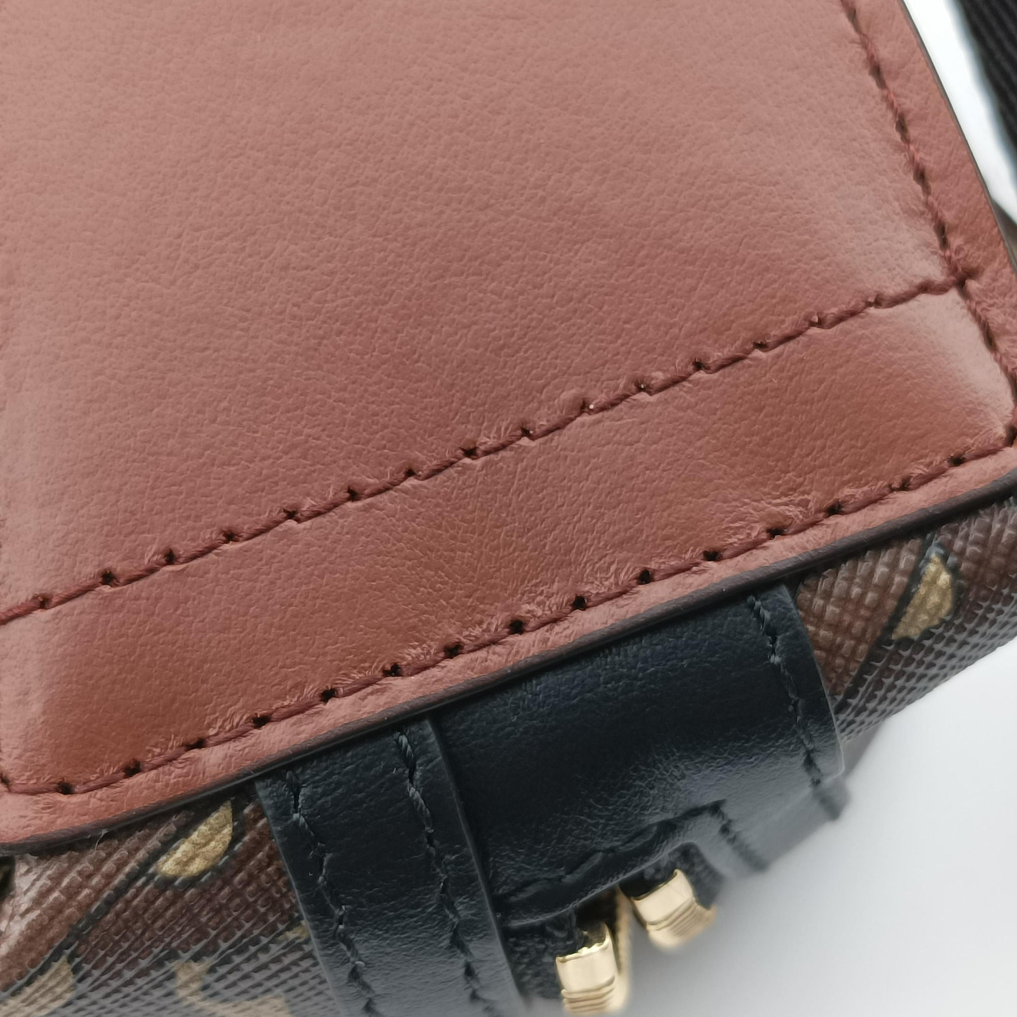 Pre-owned Burberry Monogram Stripe Brown×Multicolour PVC coated canvas x leather  bum bag/waist bag | stylenewstar