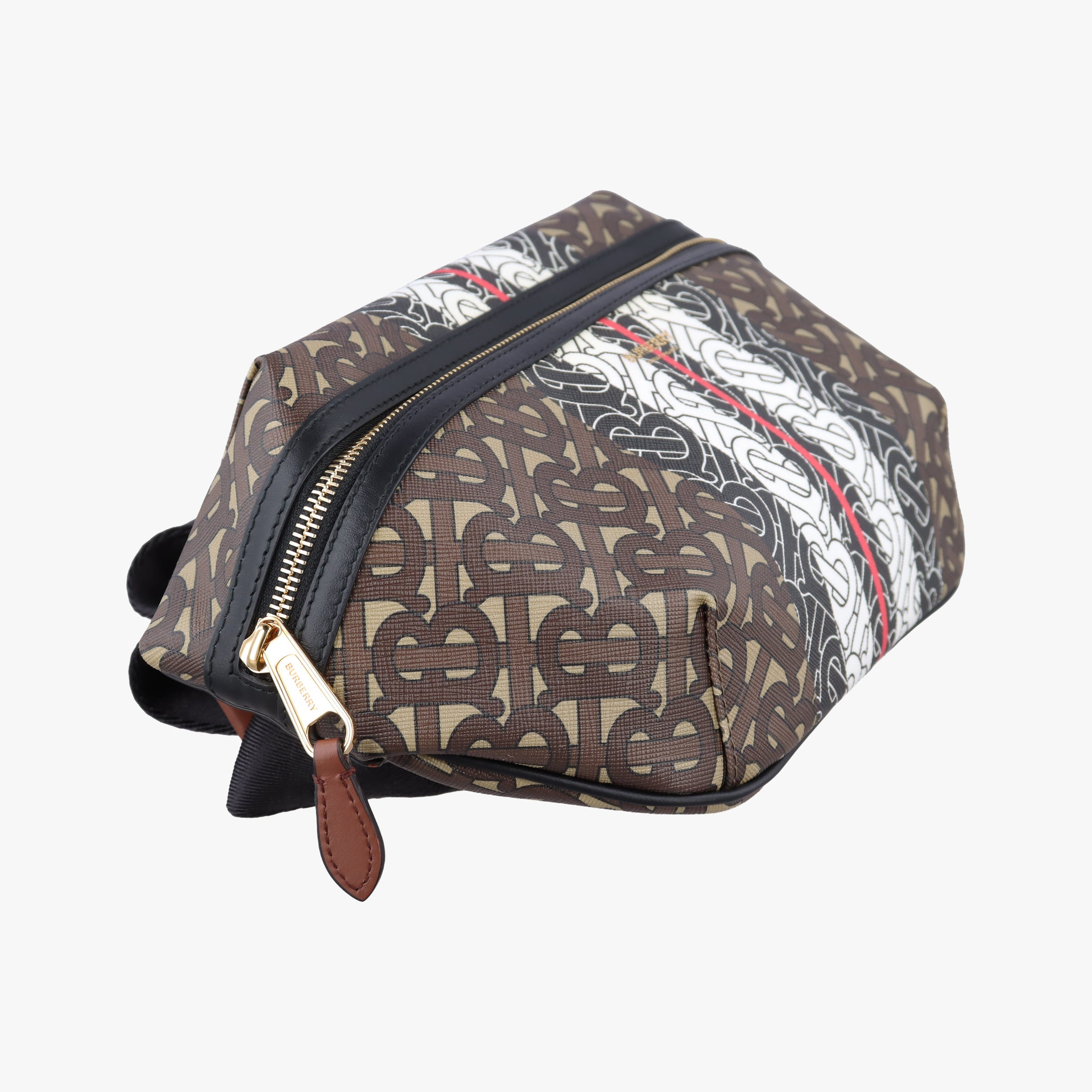Pre-owned Burberry Monogram Stripe Brown×Multicolour PVC coated canvas x leather  bum bag/waist bag | stylenewstar