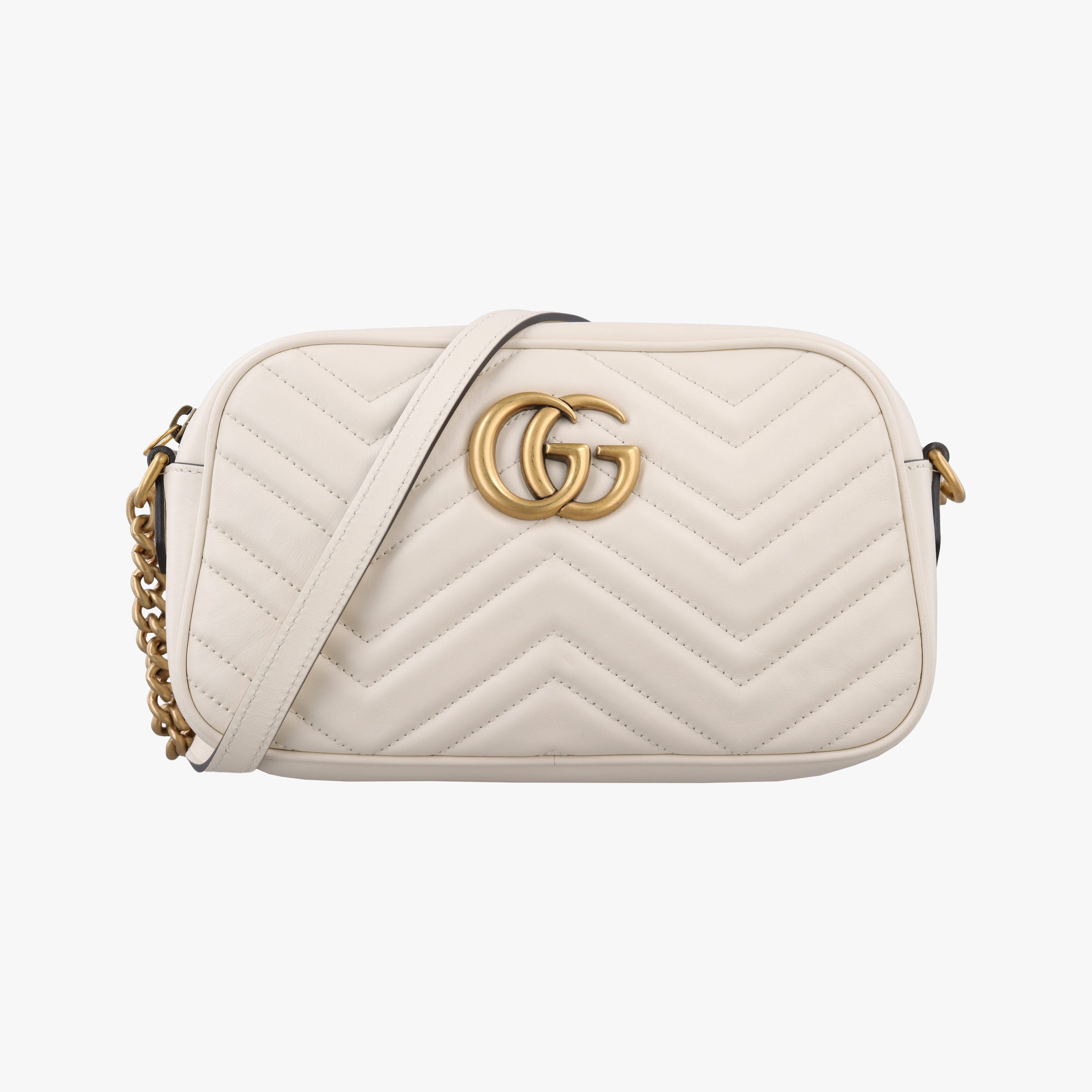 Pre-owned Gucci GG Marmont White Leather 447632 shoulderbag | stylenewstar