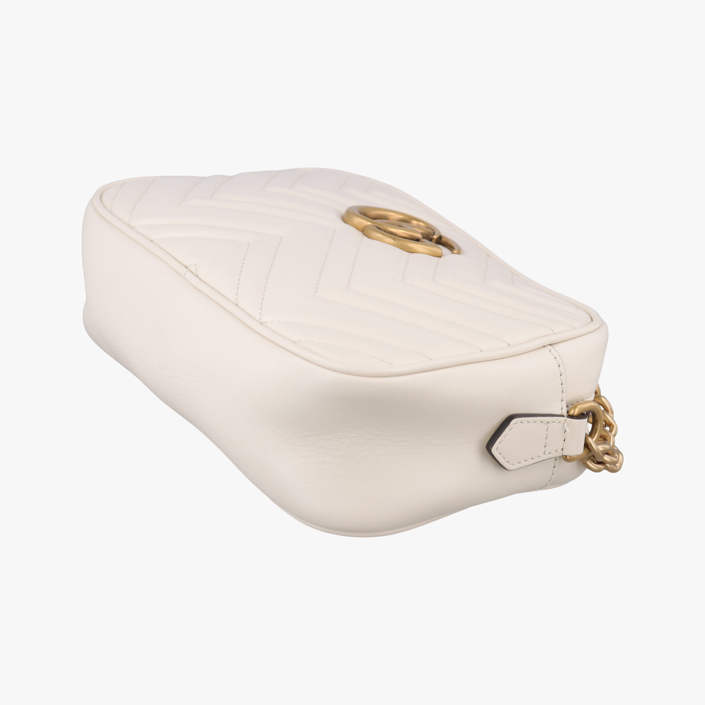 Pre-owned Gucci GG Marmont White Leather 447632 shoulderbag | stylenewstar