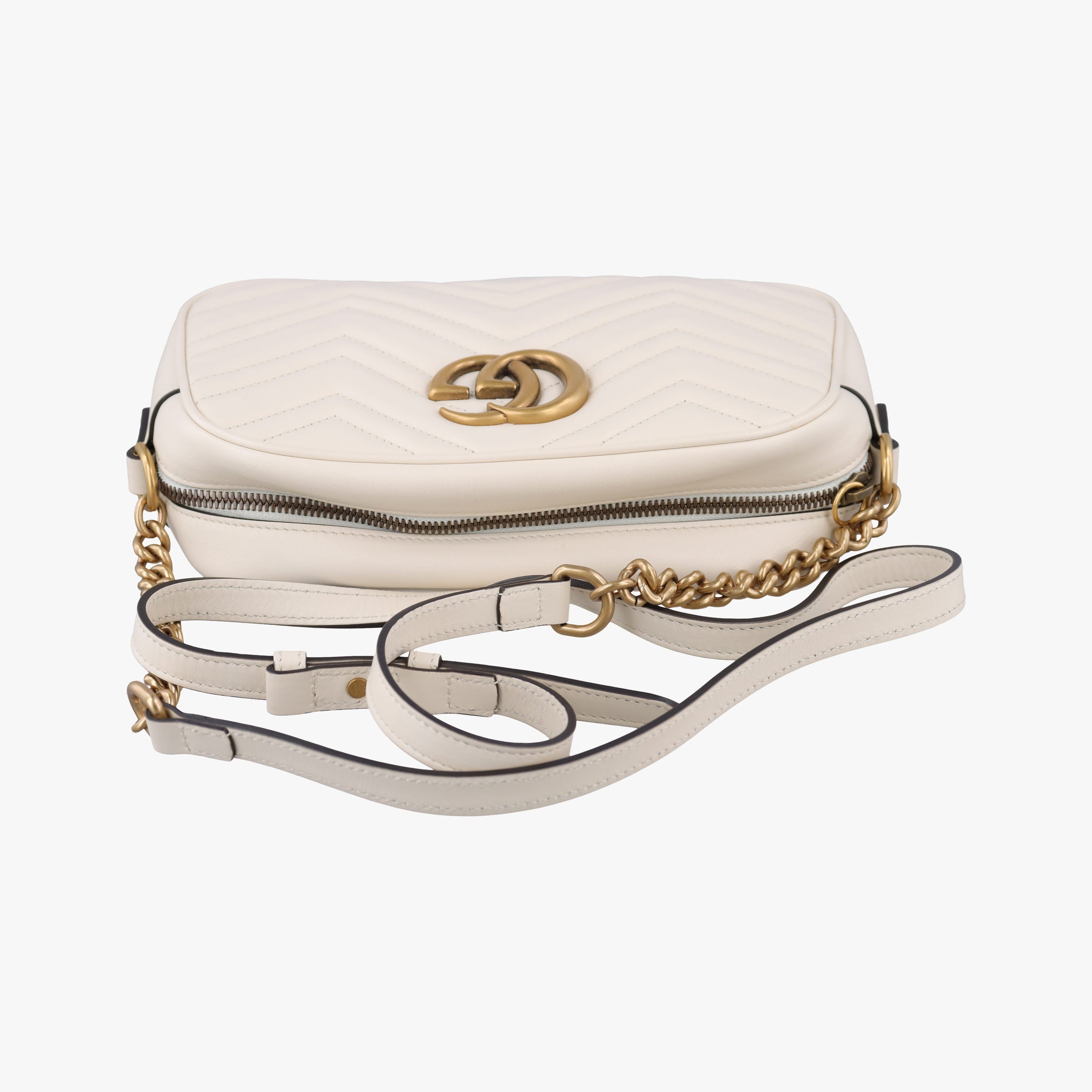 Pre-owned Gucci GG Marmont White Leather 447632 shoulderbag | stylenewstar