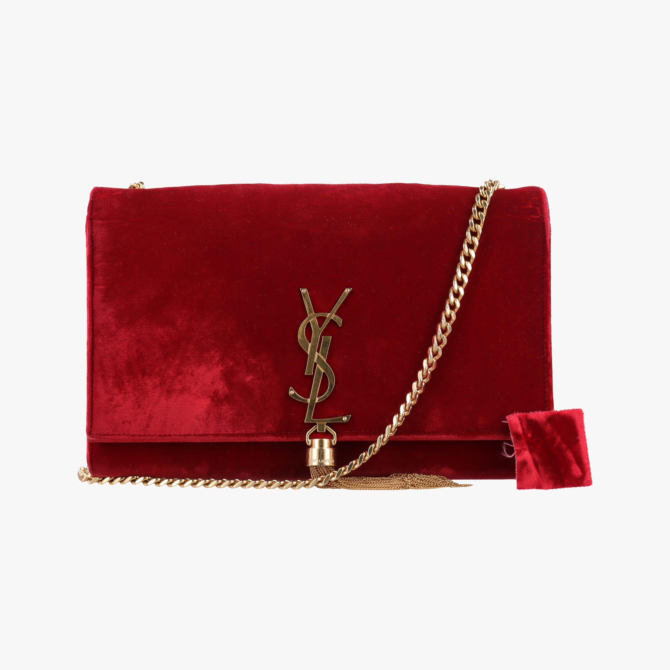 Pre-owned Yves Saint Laurent KATE Red velour 354119 shoulderbag | stylenewstar