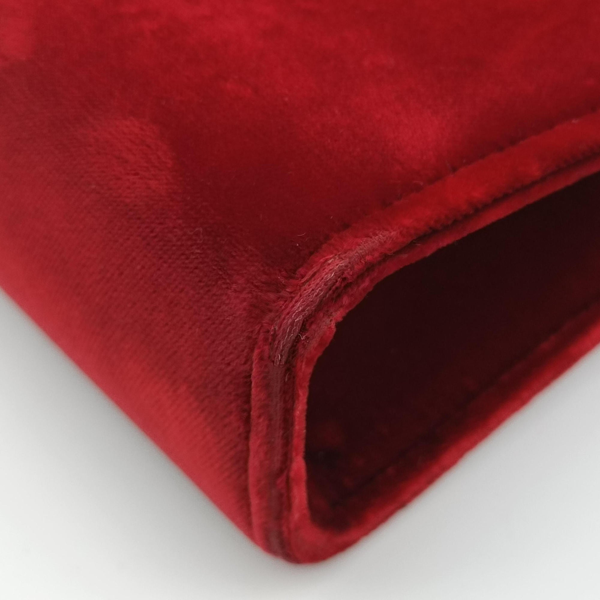 Pre-owned Yves Saint Laurent KATE Red velour 354119 shoulderbag | stylenewstar