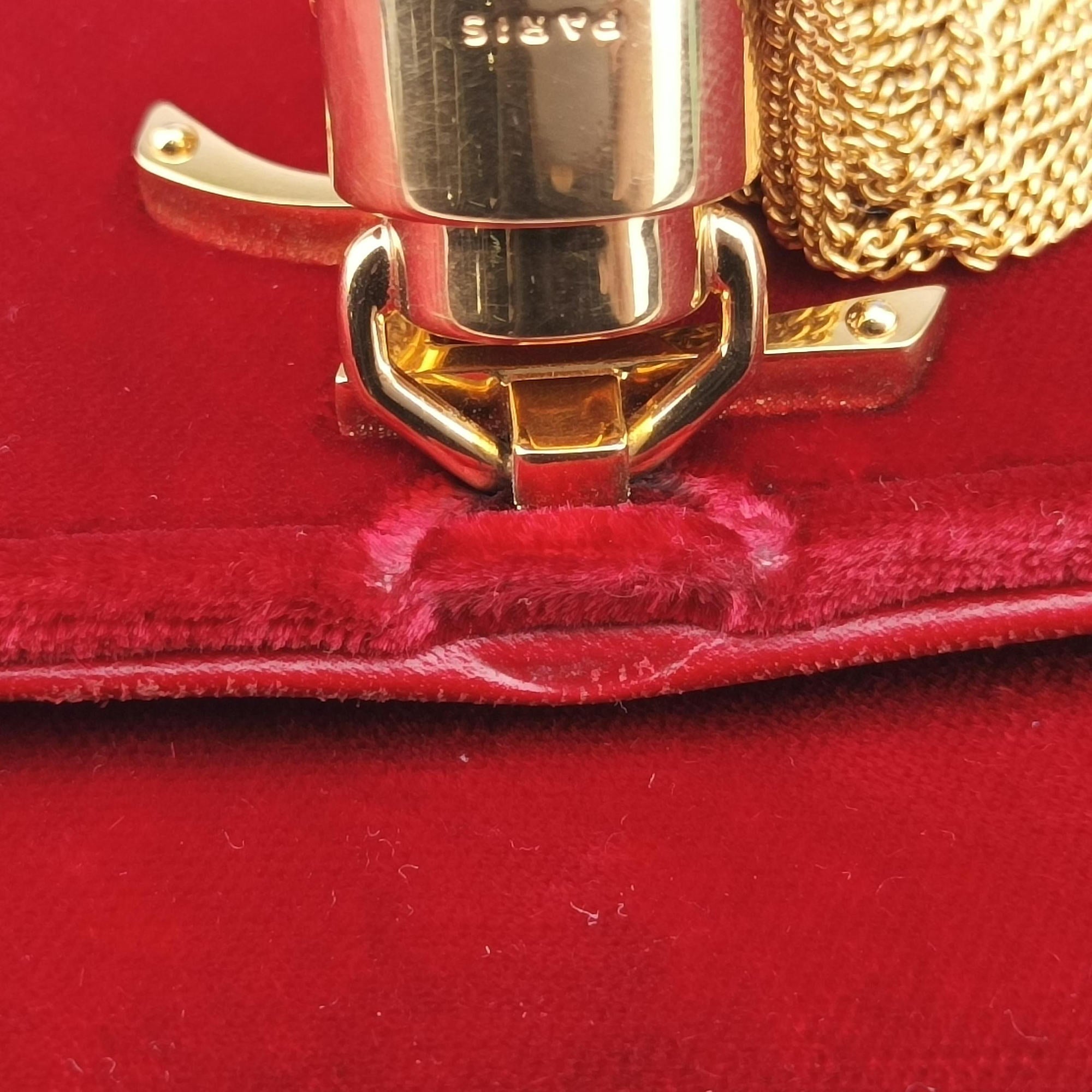 Pre-owned Yves Saint Laurent KATE Red velour 354119 shoulderbag | stylenewstar