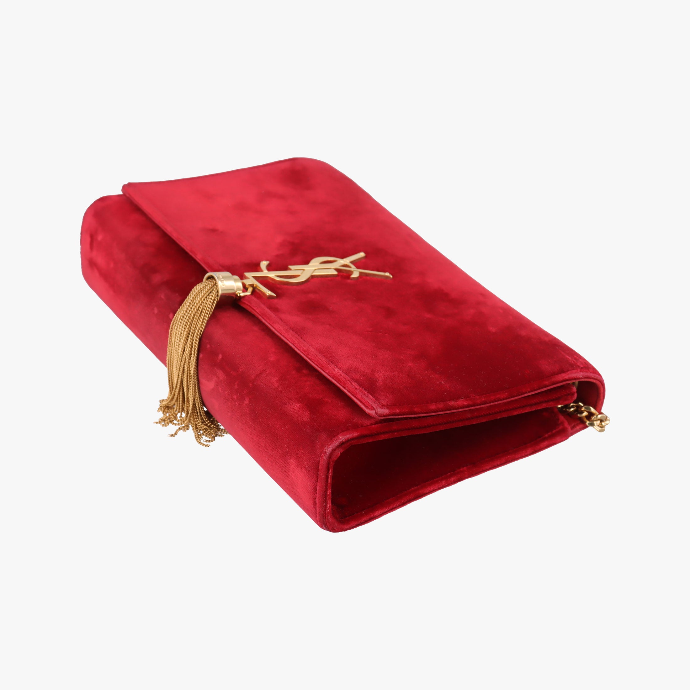 Pre-owned Yves Saint Laurent KATE Red velour 354119 shoulderbag | stylenewstar