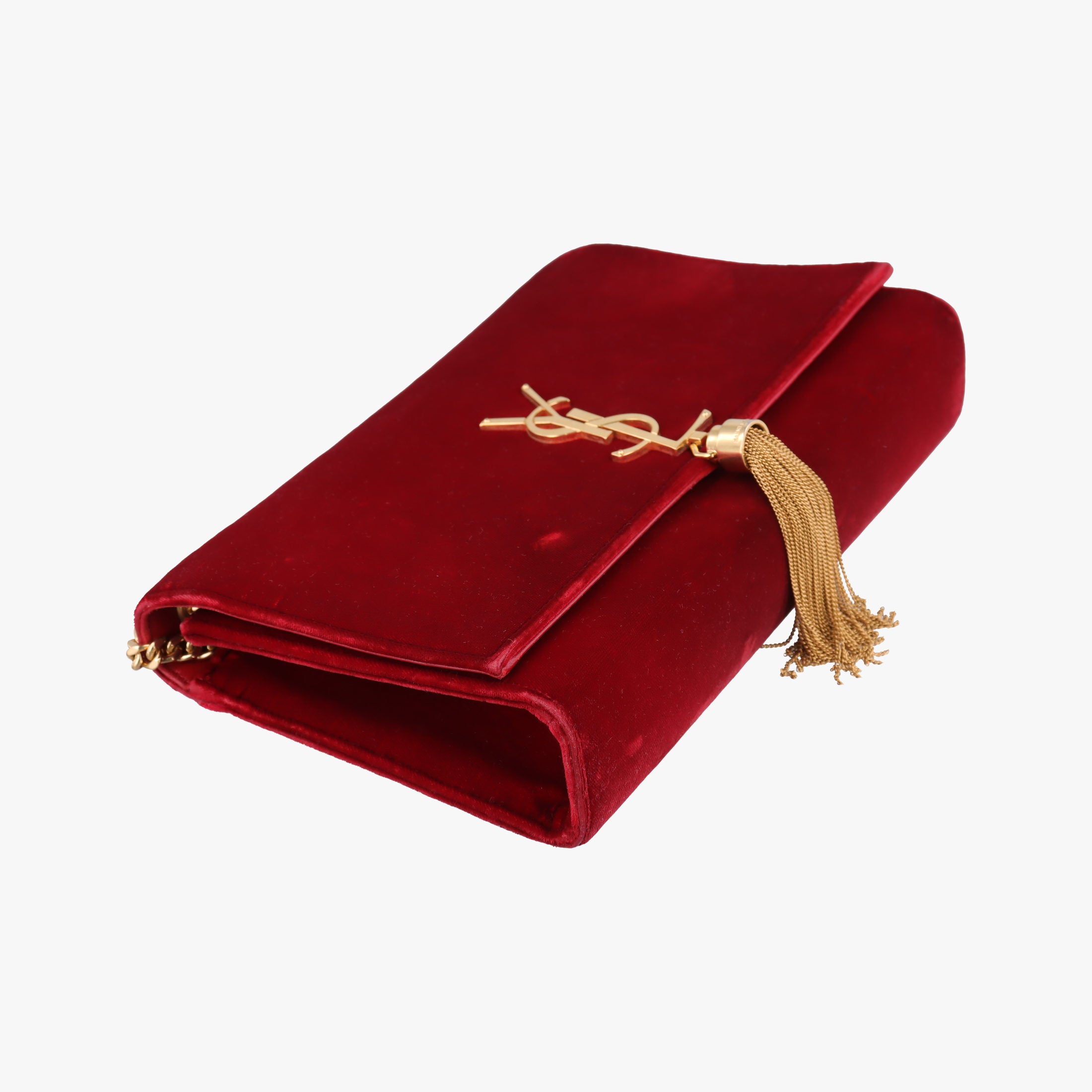 Pre-owned Yves Saint Laurent KATE Red velour 354119 shoulderbag | stylenewstar