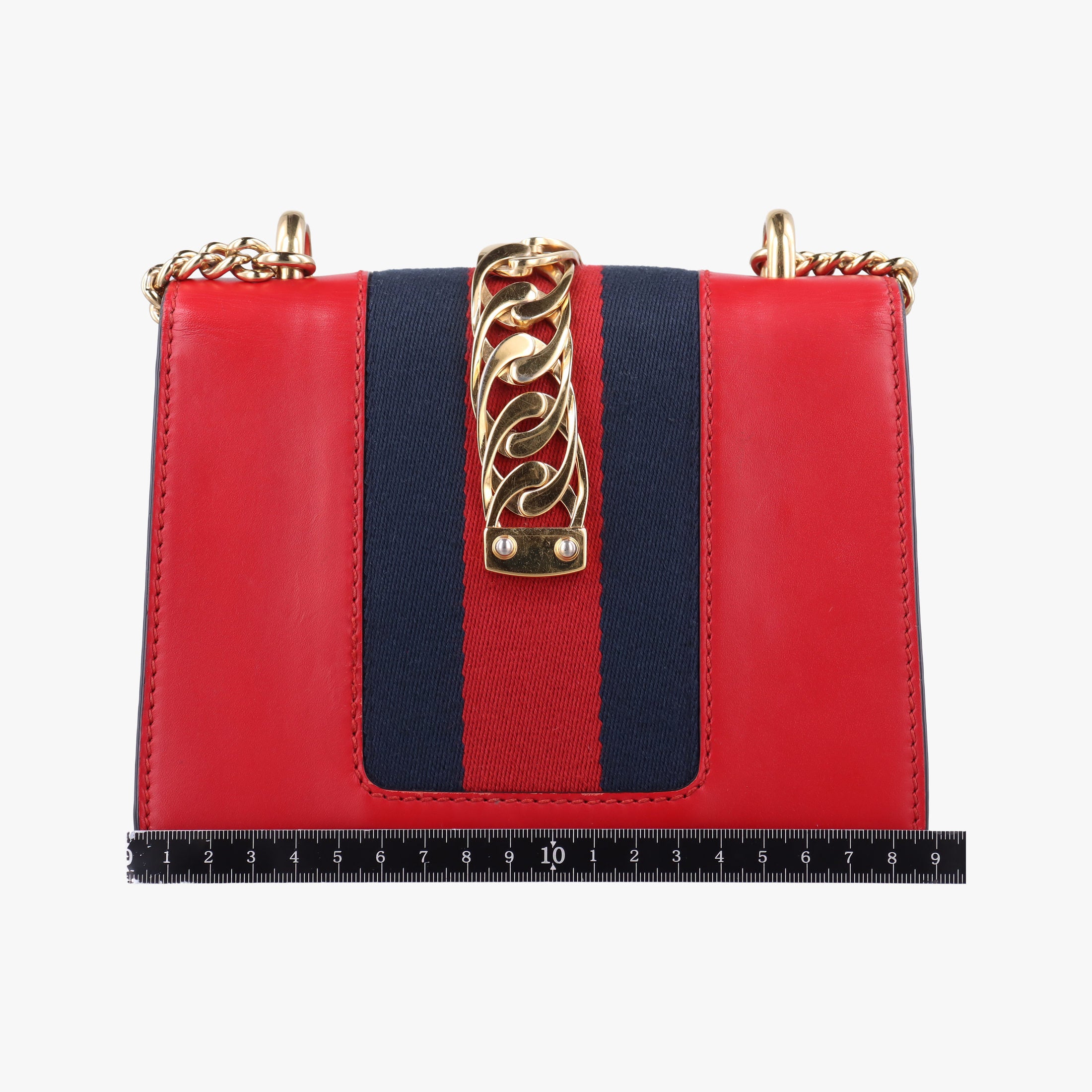 Pre-owned Gucci Sylvie Red×Black Leather 431666 shoulderbag | stylenewstar