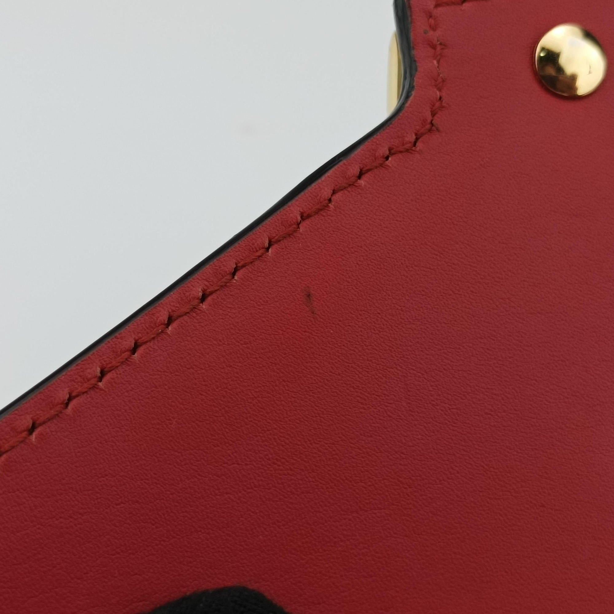 Pre-owned Gucci Sylvie Red×Black Leather 431666 shoulderbag | stylenewstar