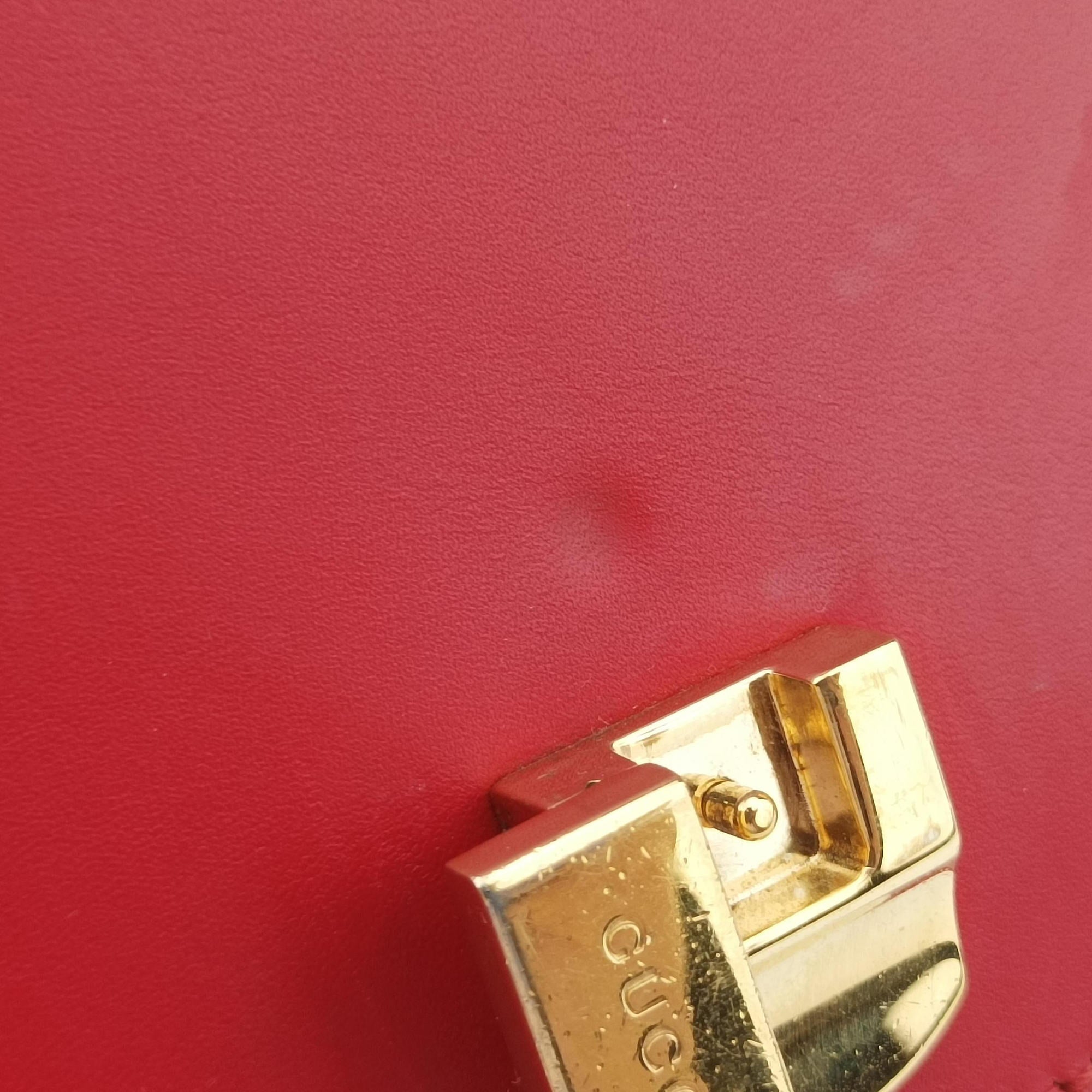 Pre-owned Gucci Sylvie Red×Black Leather 431666 shoulderbag | stylenewstar
