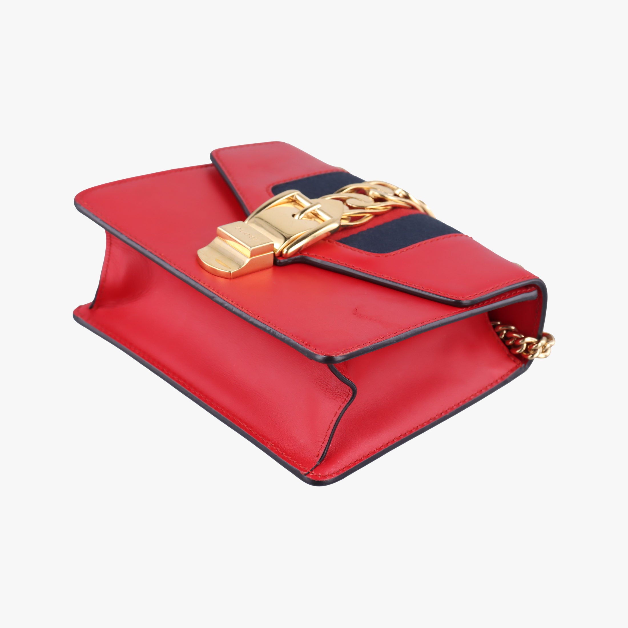 Pre-owned Gucci Sylvie Red×Black Leather 431666 shoulderbag | stylenewstar