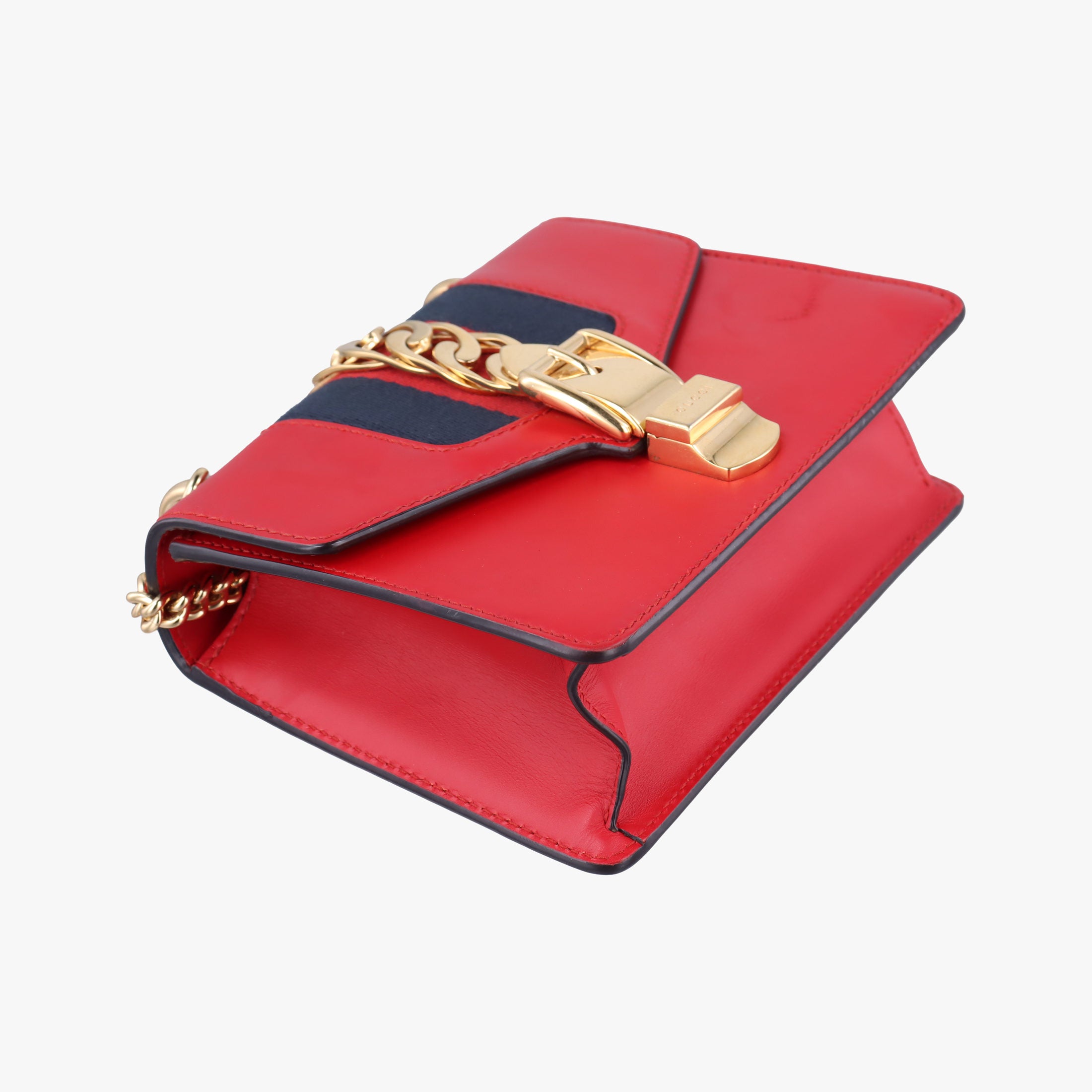 Pre-owned Gucci Sylvie Red×Black Leather 431666 shoulderbag | stylenewstar