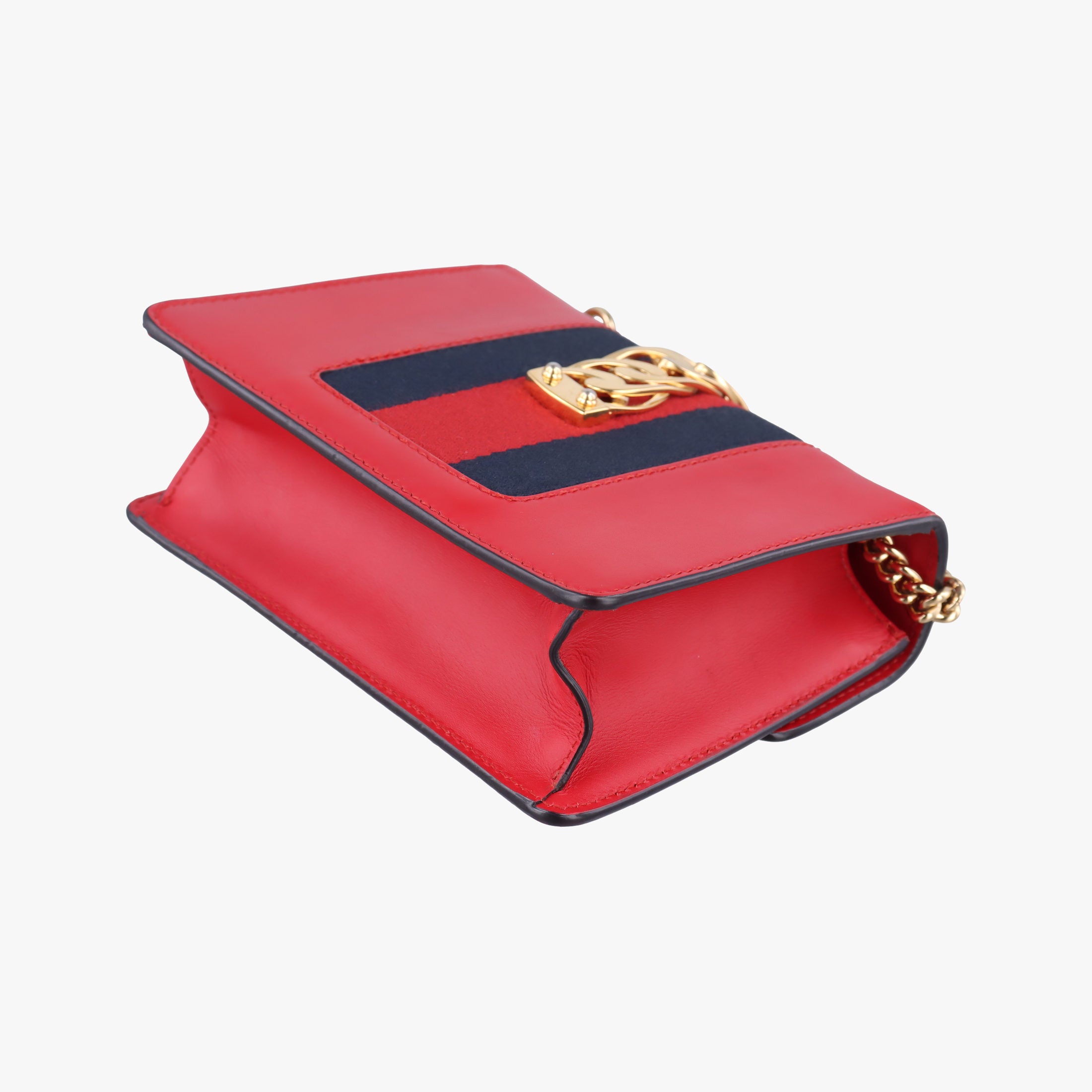 Pre-owned Gucci Sylvie Red×Black Leather 431666 shoulderbag | stylenewstar