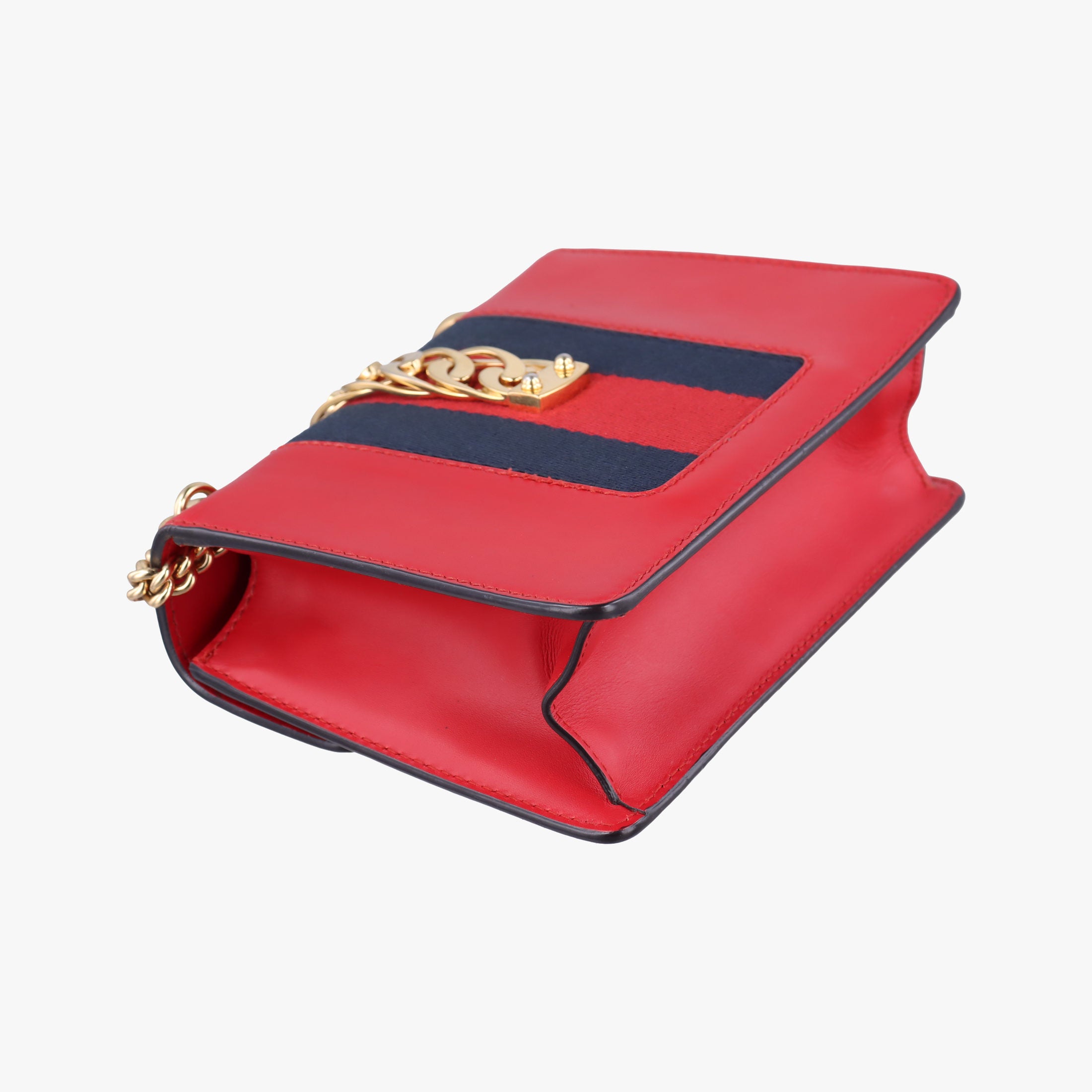 Pre-owned Gucci Sylvie Red×Black Leather 431666 shoulderbag | stylenewstar