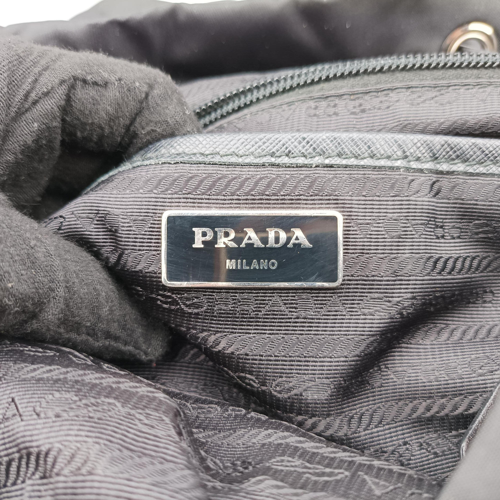 Pre-owned Prada Studded Black Nylon x leather 1BZ811 backpack/rucksack | stylenewstar