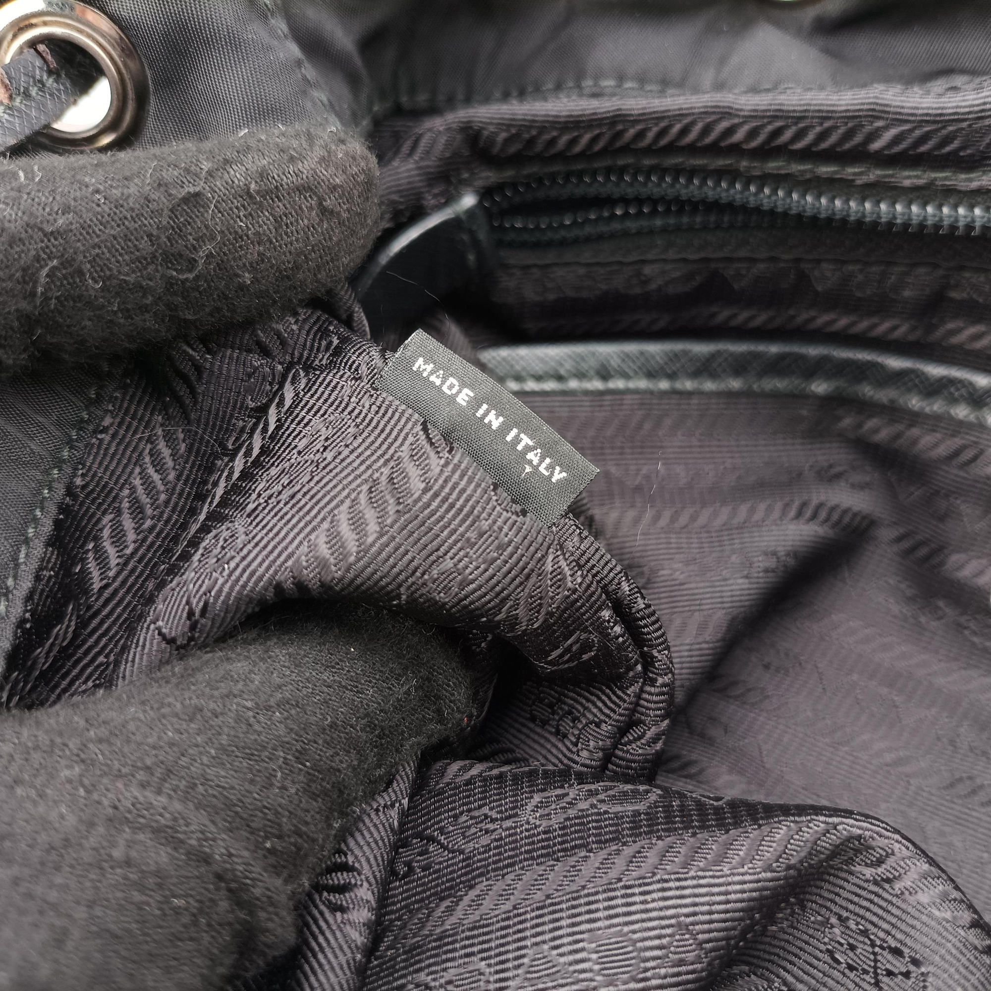 Pre-owned Prada Studded Black Nylon x leather 1BZ811 backpack/rucksack | stylenewstar