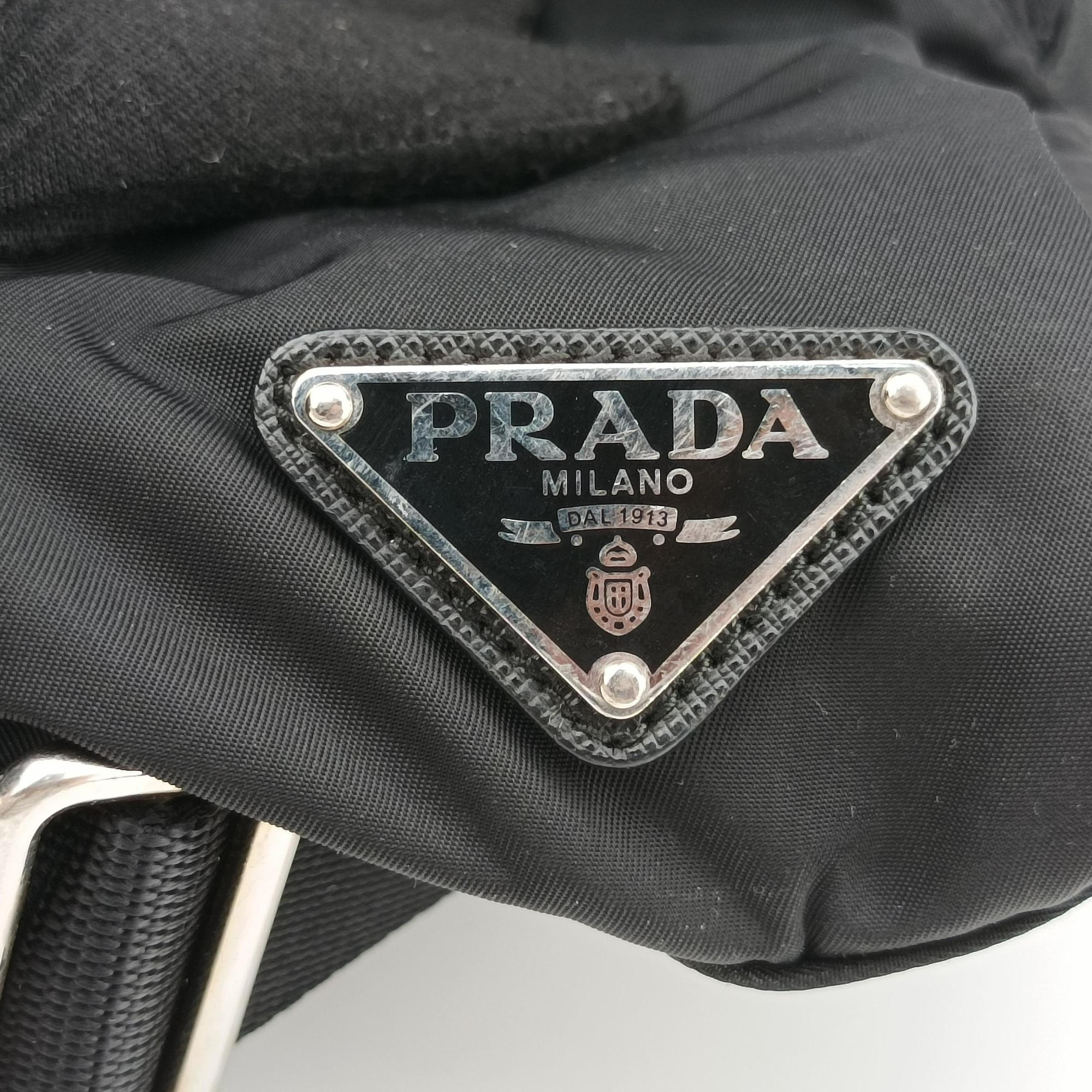 Pre-owned Prada Studded Black Nylon x leather 1BZ811 backpack/rucksack | stylenewstar