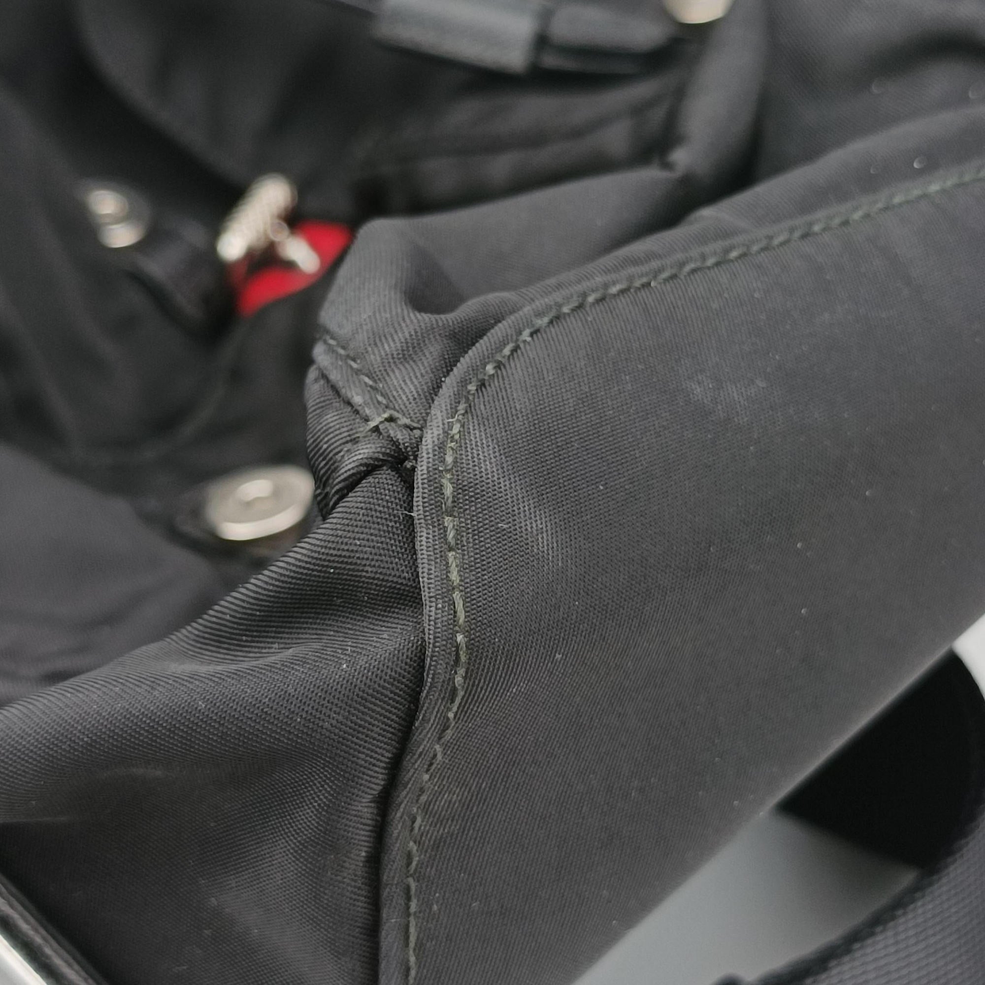 Pre-owned Prada Studded Black Nylon x leather 1BZ811 backpack/rucksack | stylenewstar