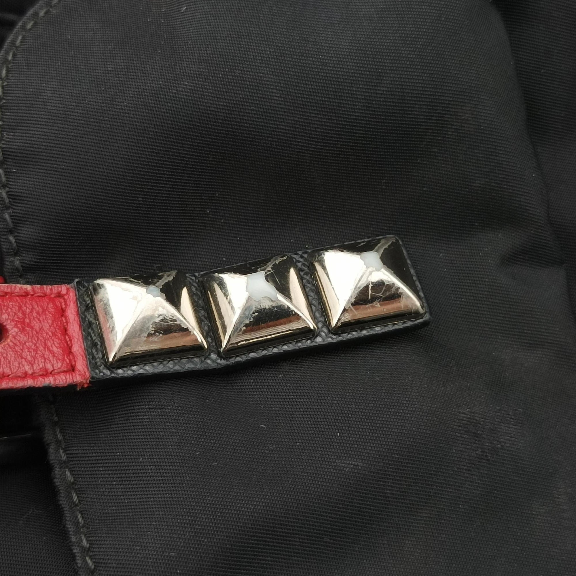 Pre-owned Prada Studded Black Nylon x leather 1BZ811 backpack/rucksack | stylenewstar