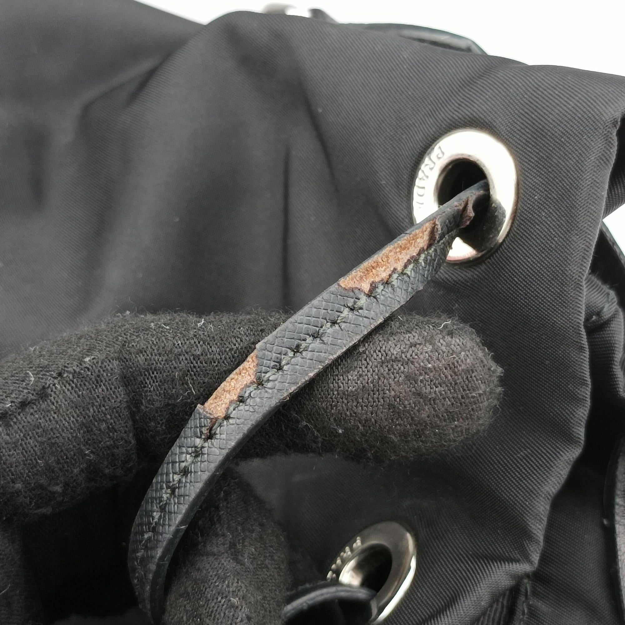 Pre-owned Prada Studded Black Nylon x leather 1BZ811 backpack/rucksack | stylenewstar