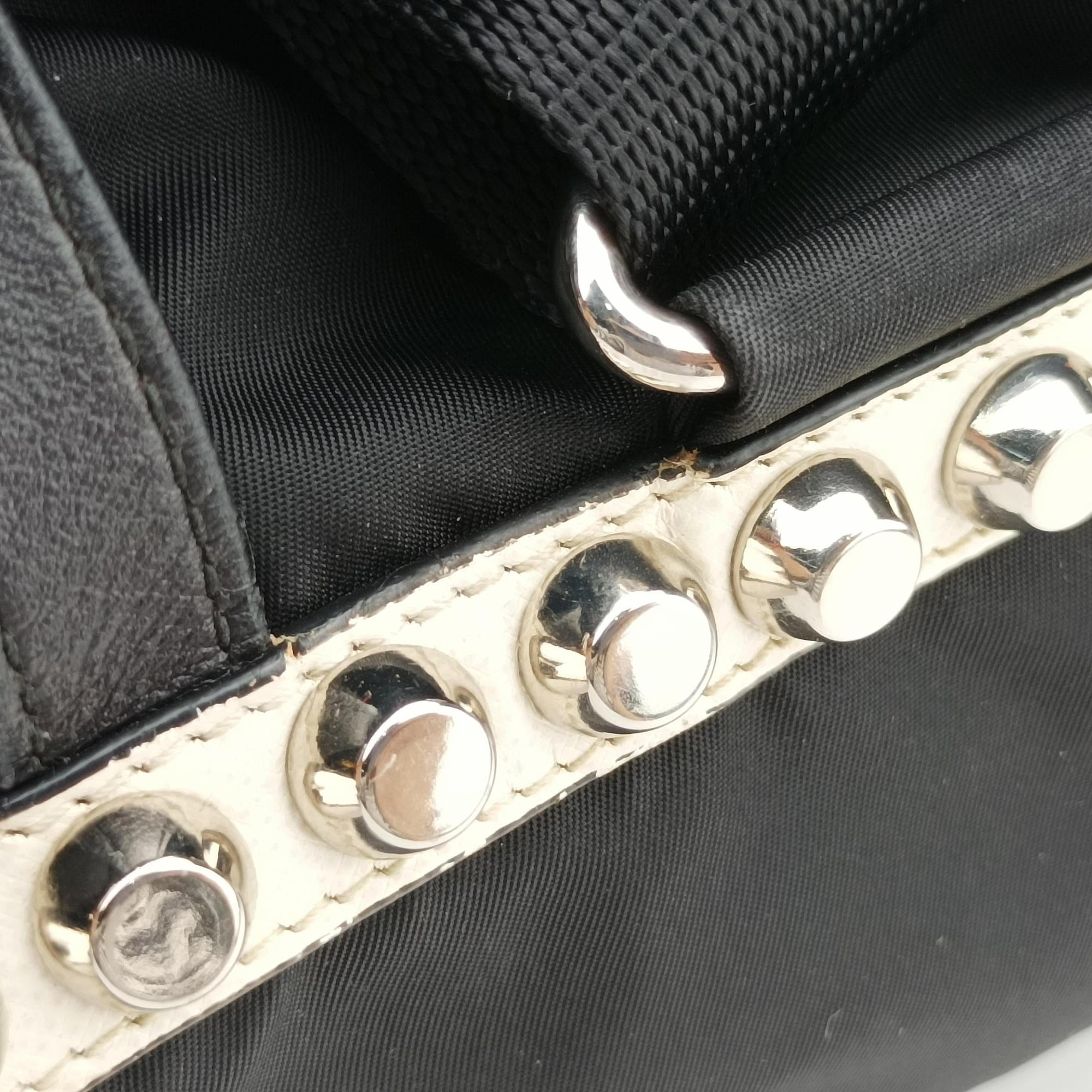 Pre-owned Prada Studded Black Nylon x leather 1BZ811 backpack/rucksack | stylenewstar