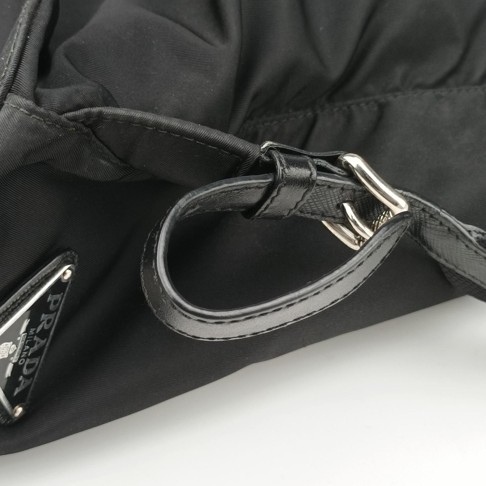 Pre-owned Prada Studded Black Nylon x leather 1BZ811 backpack/rucksack | stylenewstar